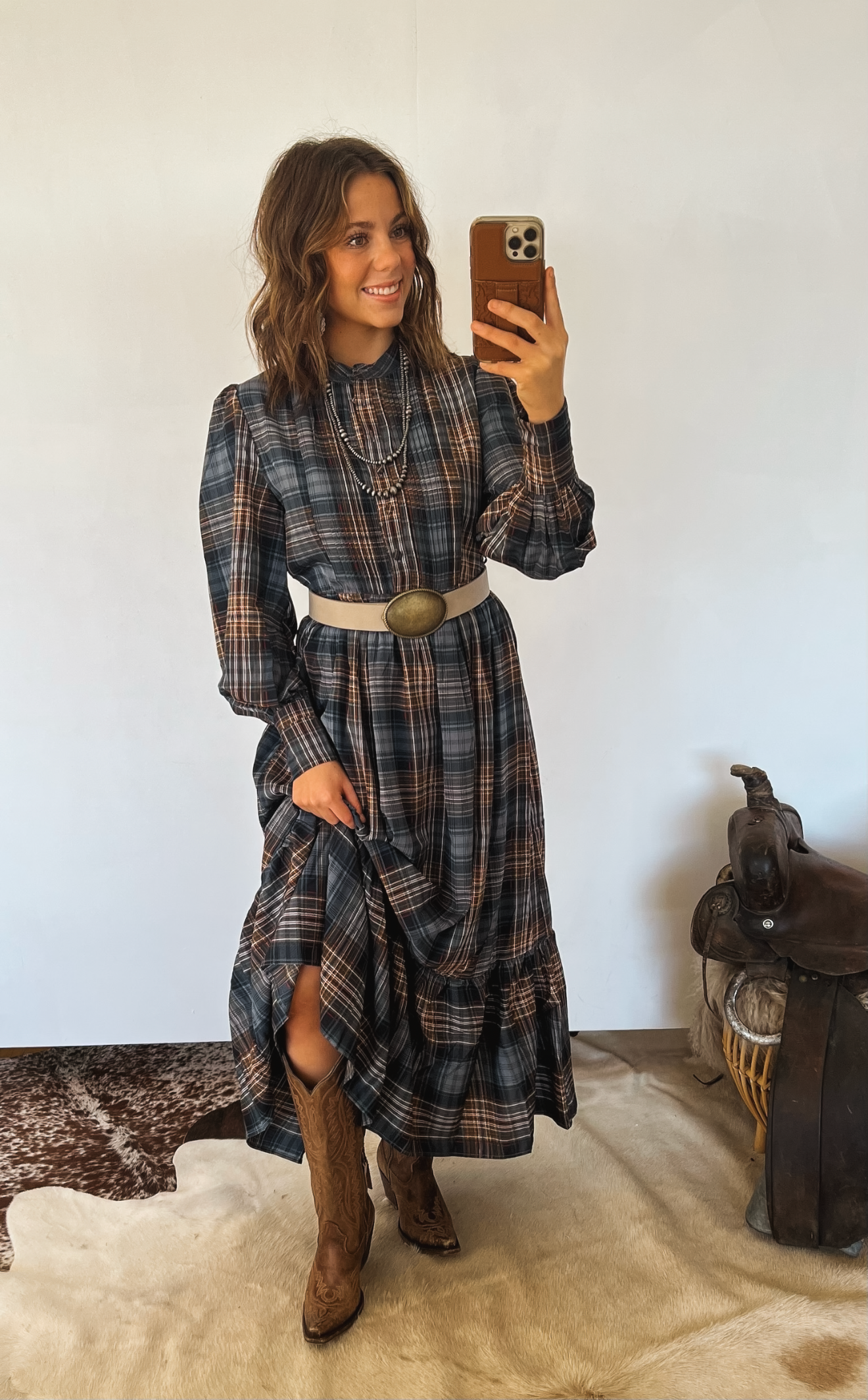 Country Plaid Maxi Dress dress