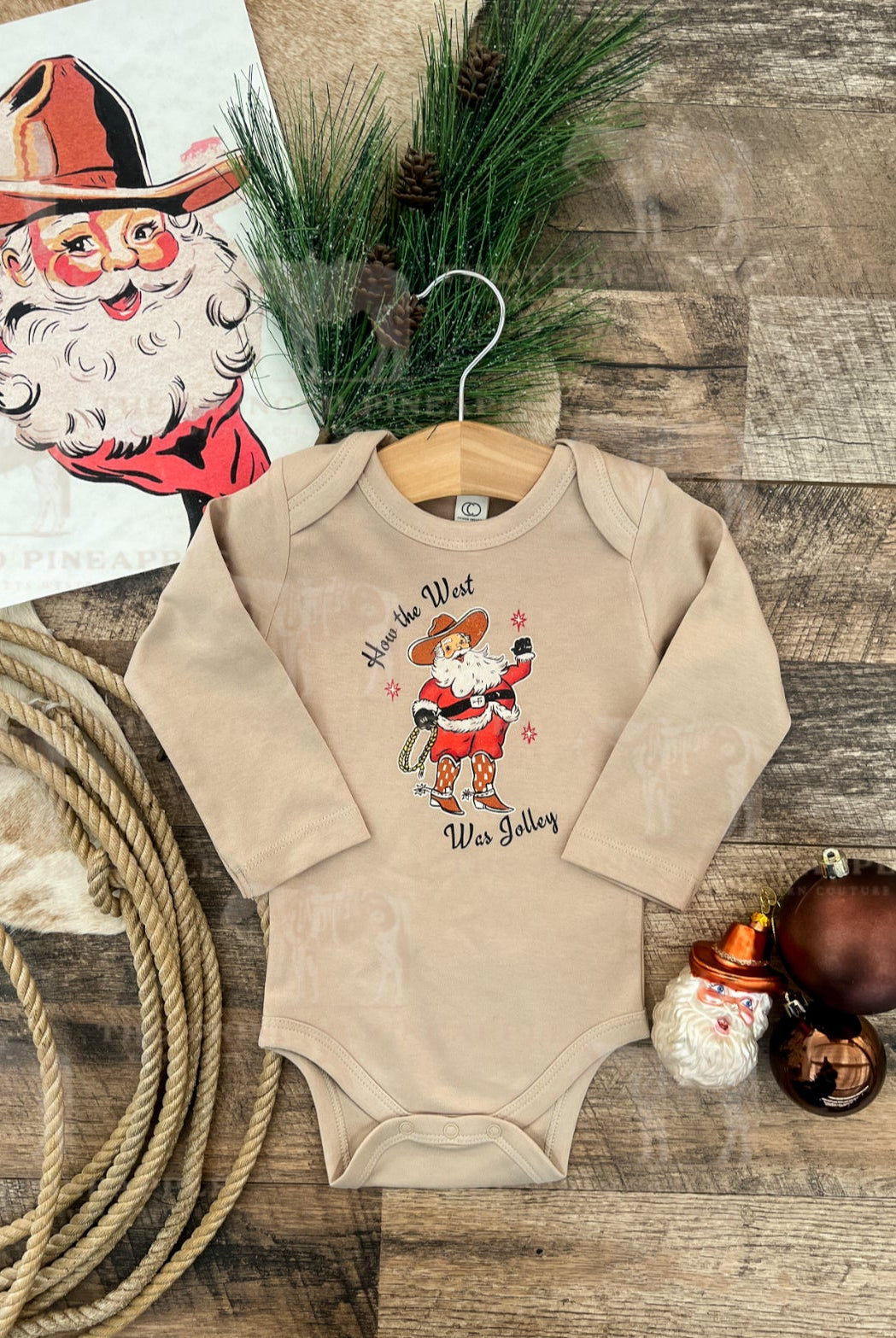 How The West was Jolley Santa Design (l/s Onesie/ Tee)(Clay)