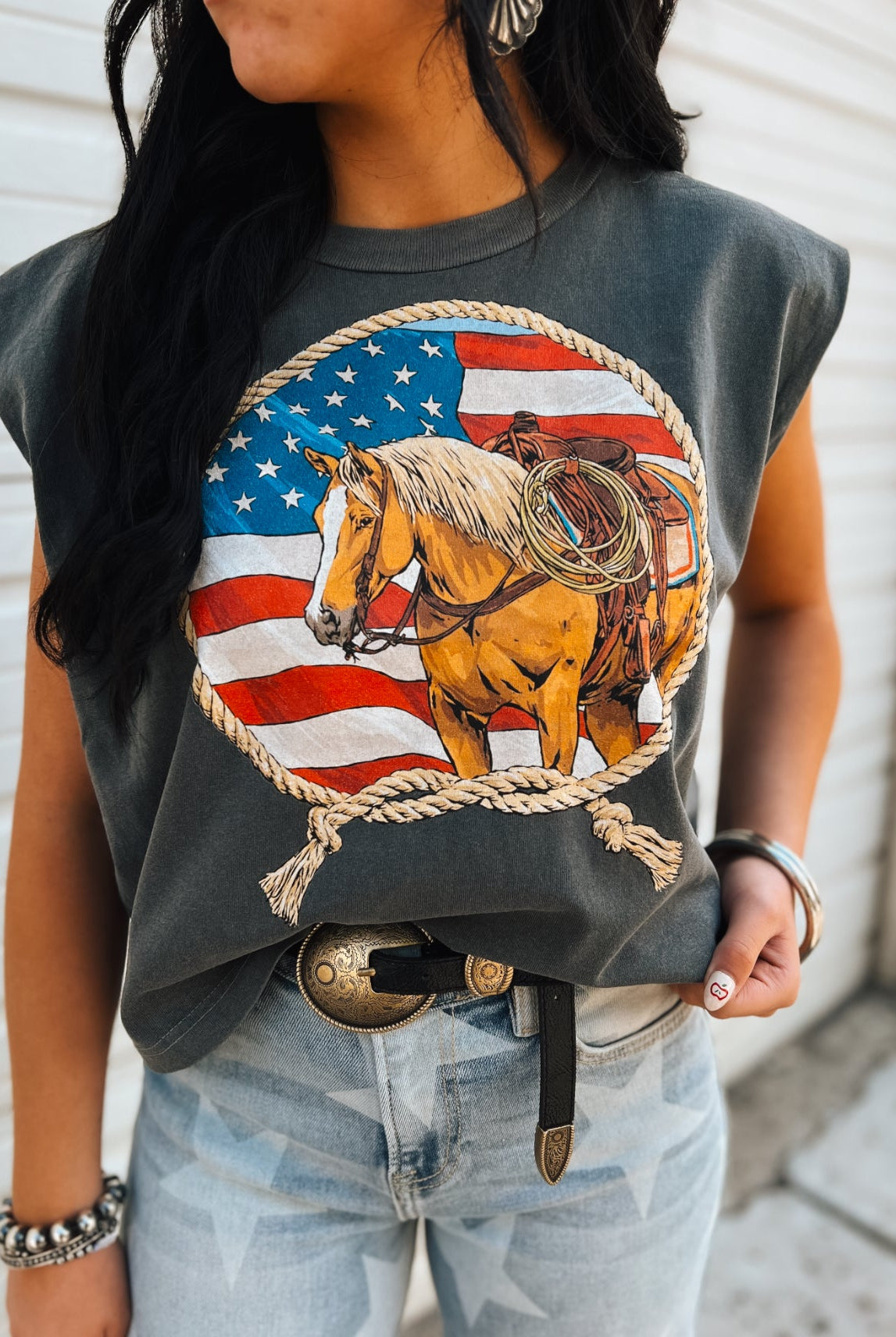 Stars Stripes & Rope Horse Muscle Tank
