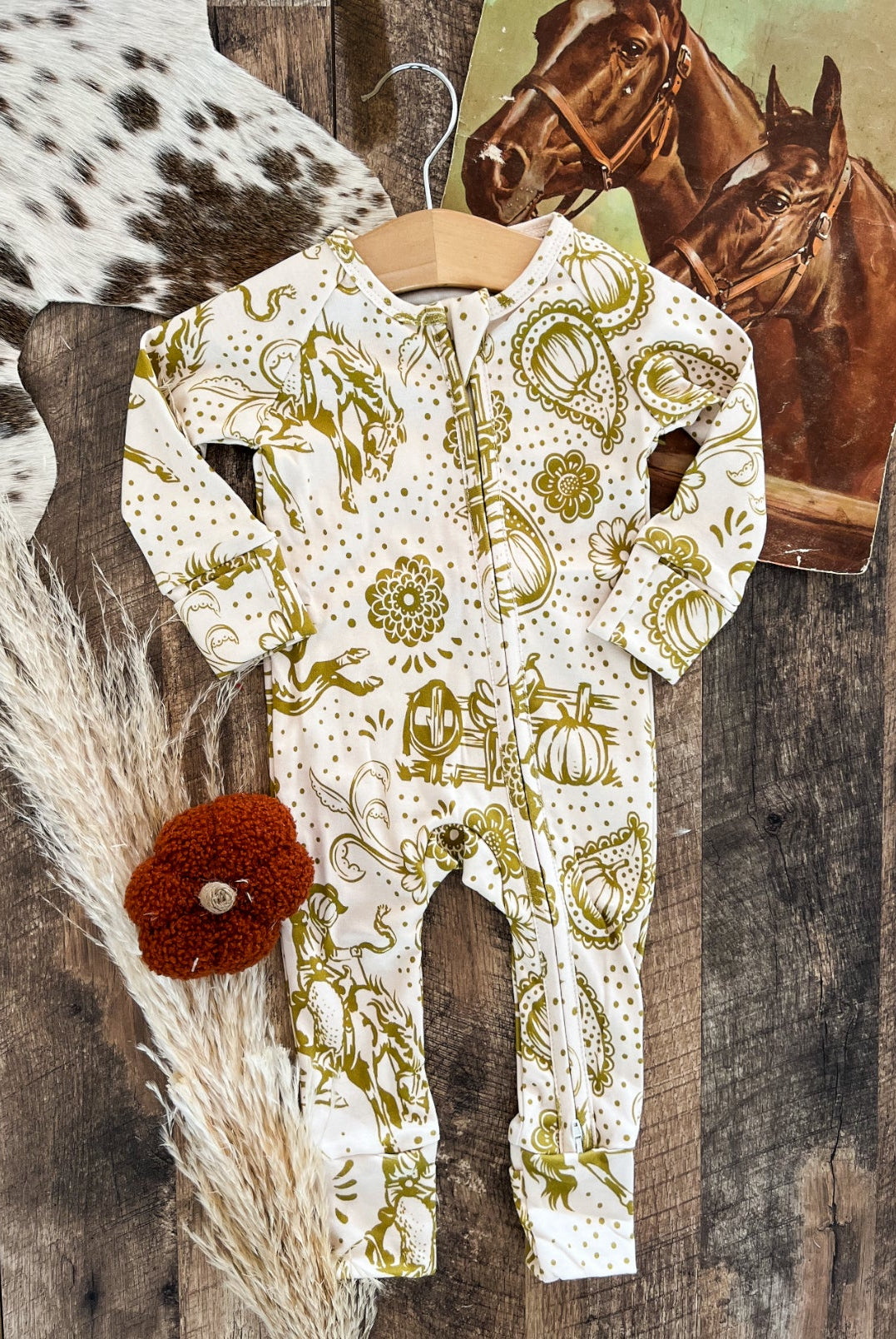 Fall Paisley Cowboy Western Jammies 2t