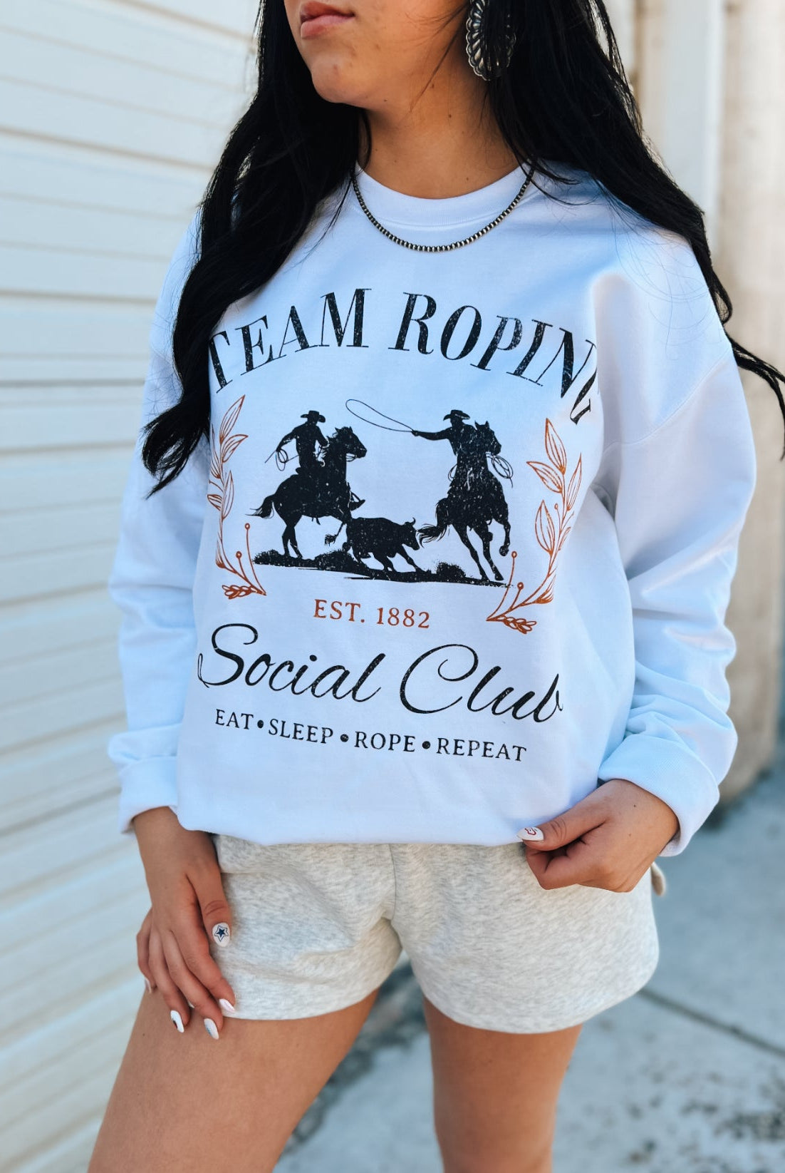 Team Roping Social Club Sweatshirt (White)