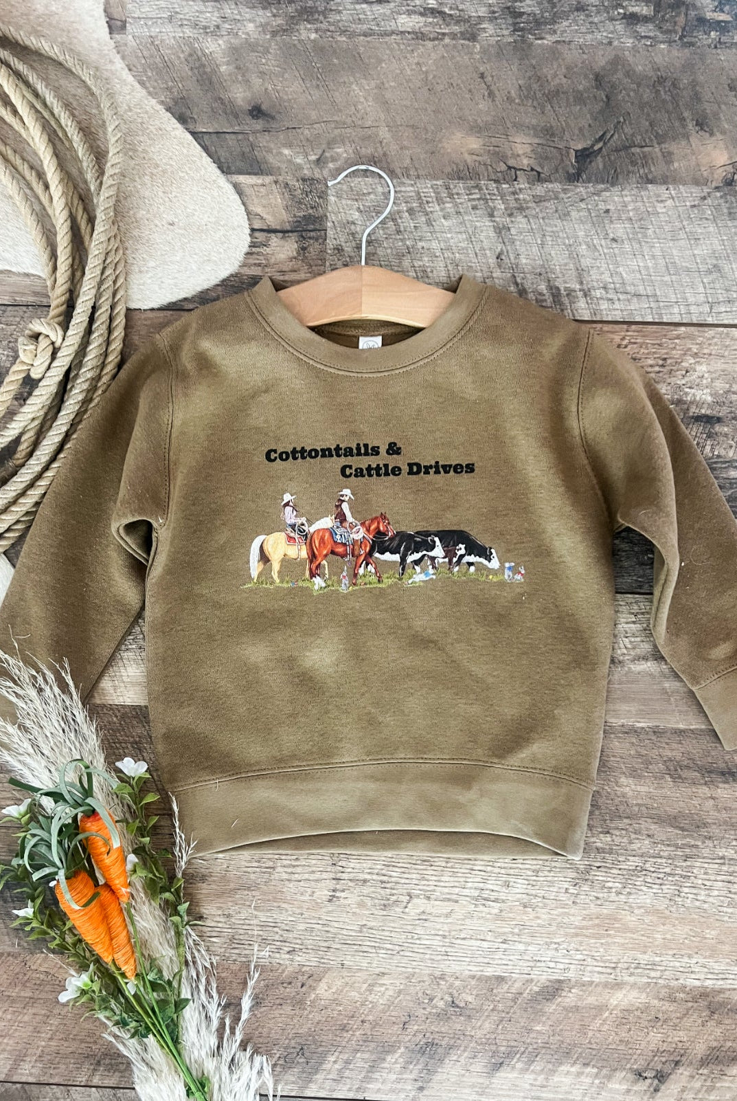 Cottontails & Cattle Drives Sweatshirt(Infant/Toddler/Youth)(cognac)