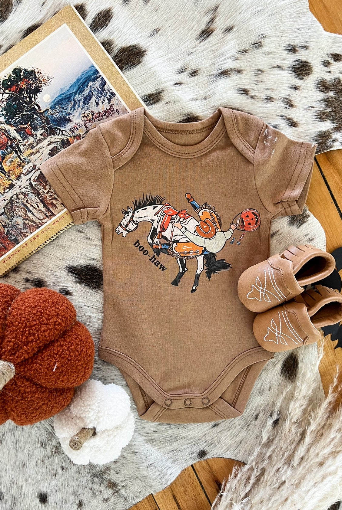 Buckoff Cowboy Halloween Onesie(little kid)(cognac)