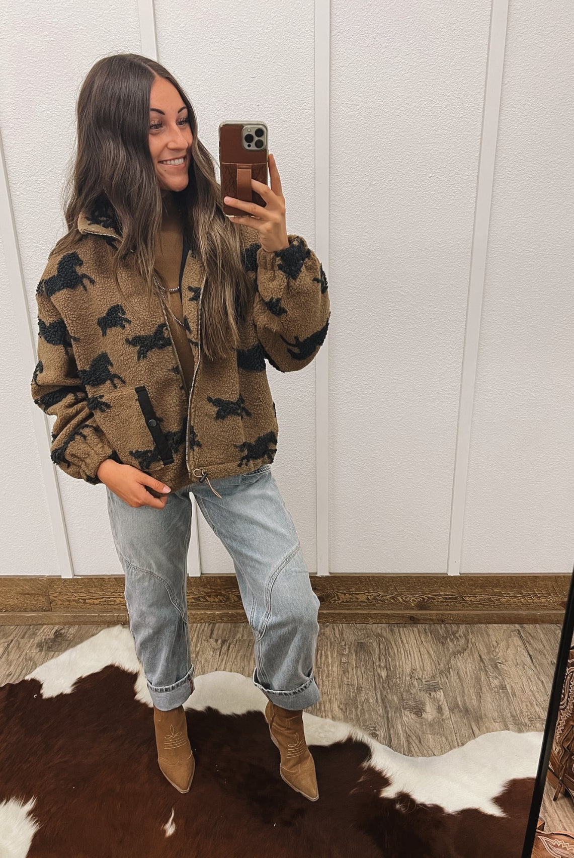 Wild Horse Sherpa Zip Up Jacket Tops - Outwear
