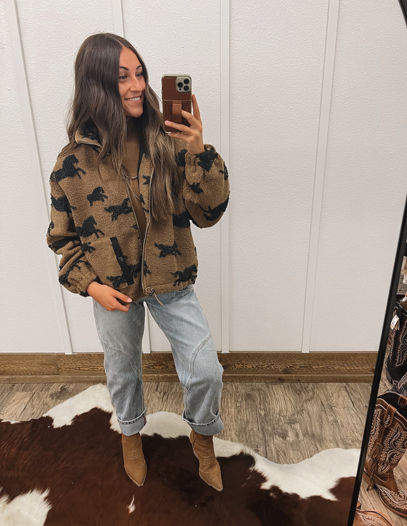 Wild Horse Sherpa Zip Up Jacket Tops - Outwear