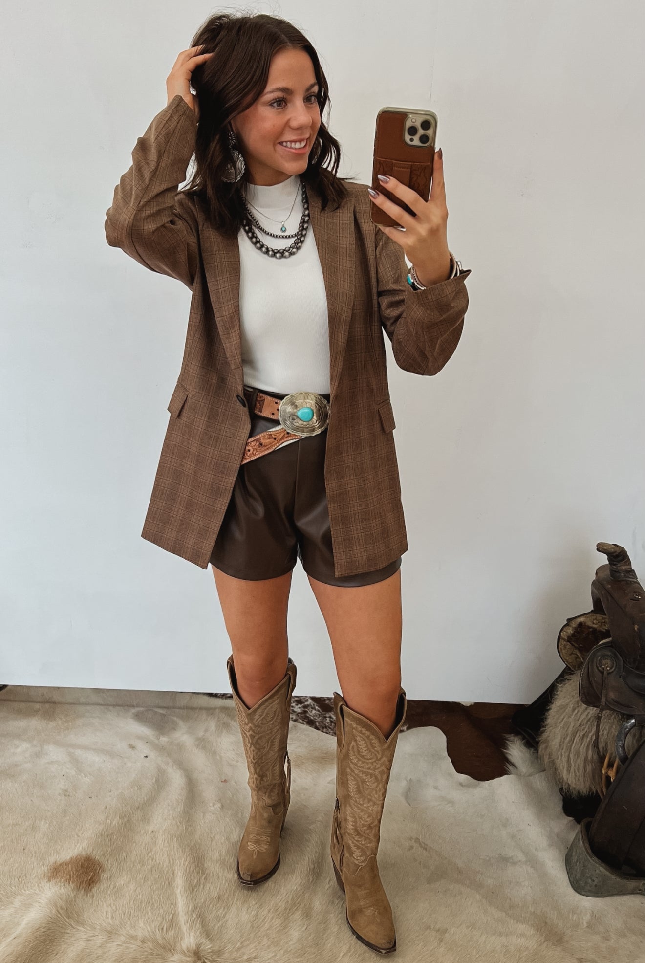 Chic Cowgirl Plaid Blazer