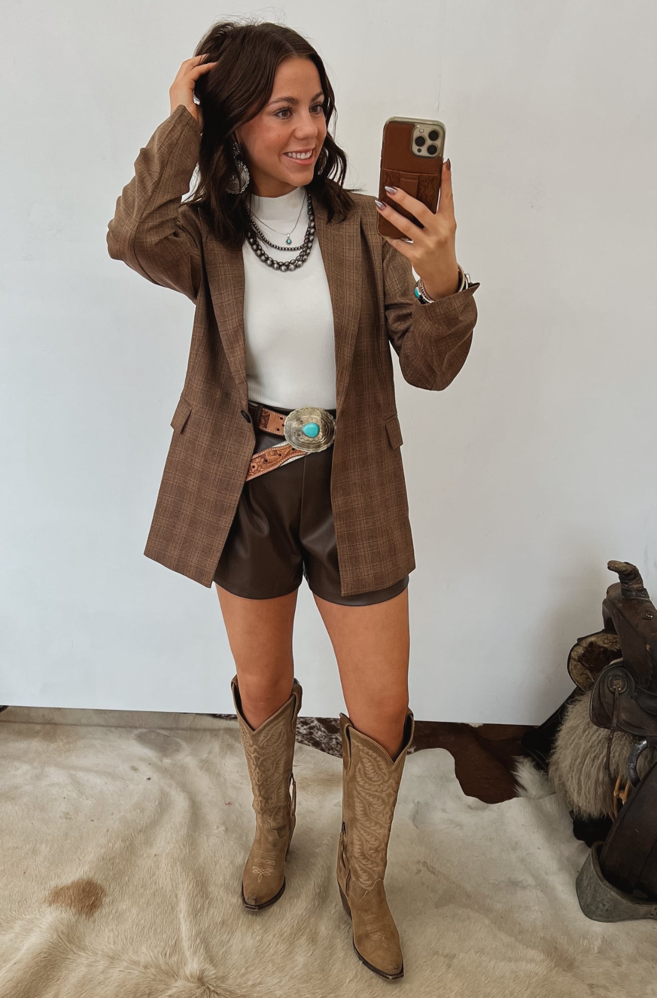 Chic Cowgirl Plaid Blazer