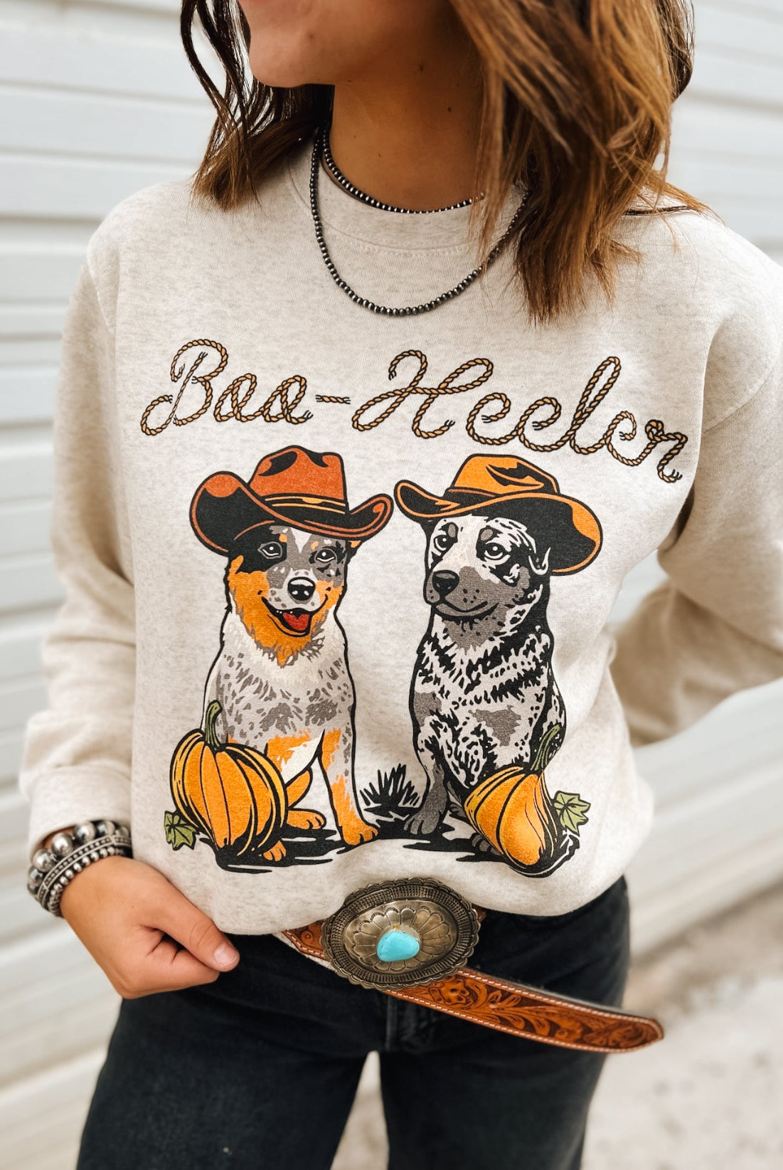 Boo-Heeler Halloween Rodeo T-shirt Or Sweatshirt(Heather Cream)