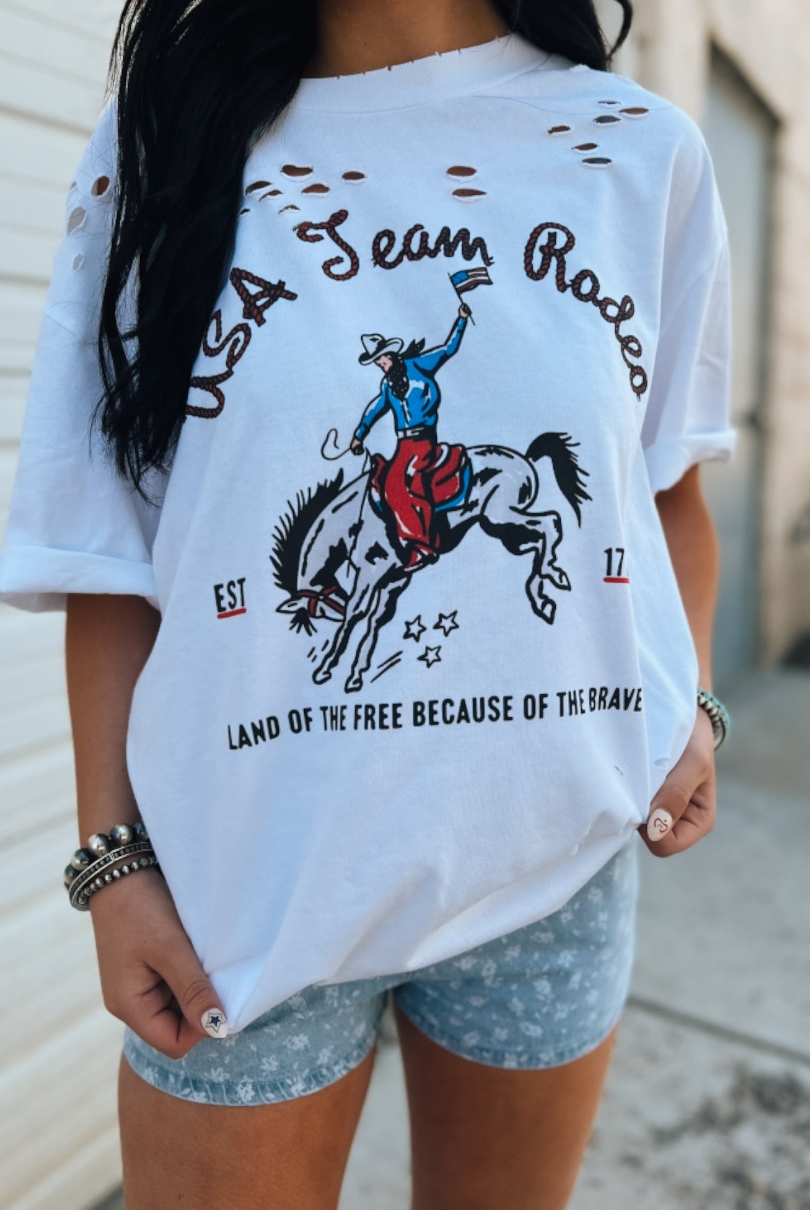 USA Team Rodeo Bronc Distressed Tee