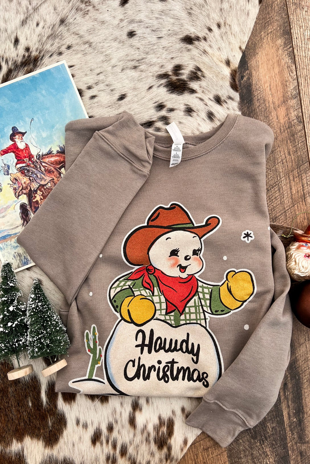 Howdy Cowboy Snowman Christmas Sweatshirt (adult)