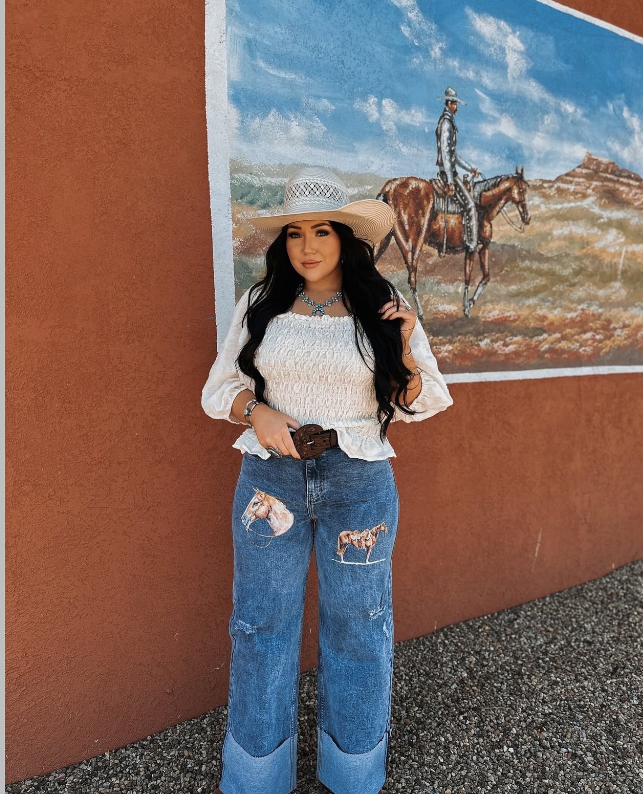 Horse Denim Denin Days Cuff High Rise Wide Leg(P2069)