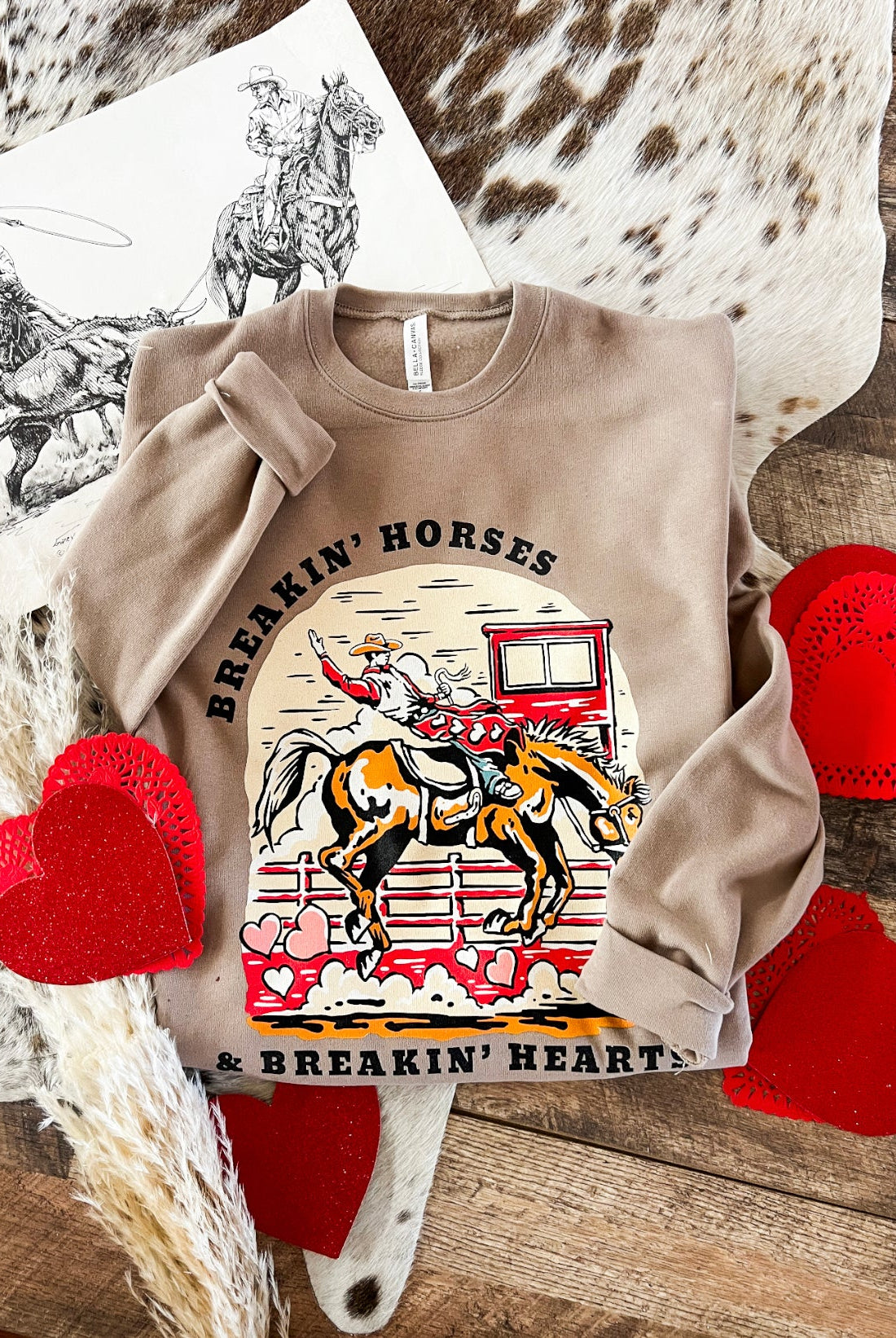 Breakin’ Horses Valentines Tee or Sweatshirt (Adult)(Mocha)