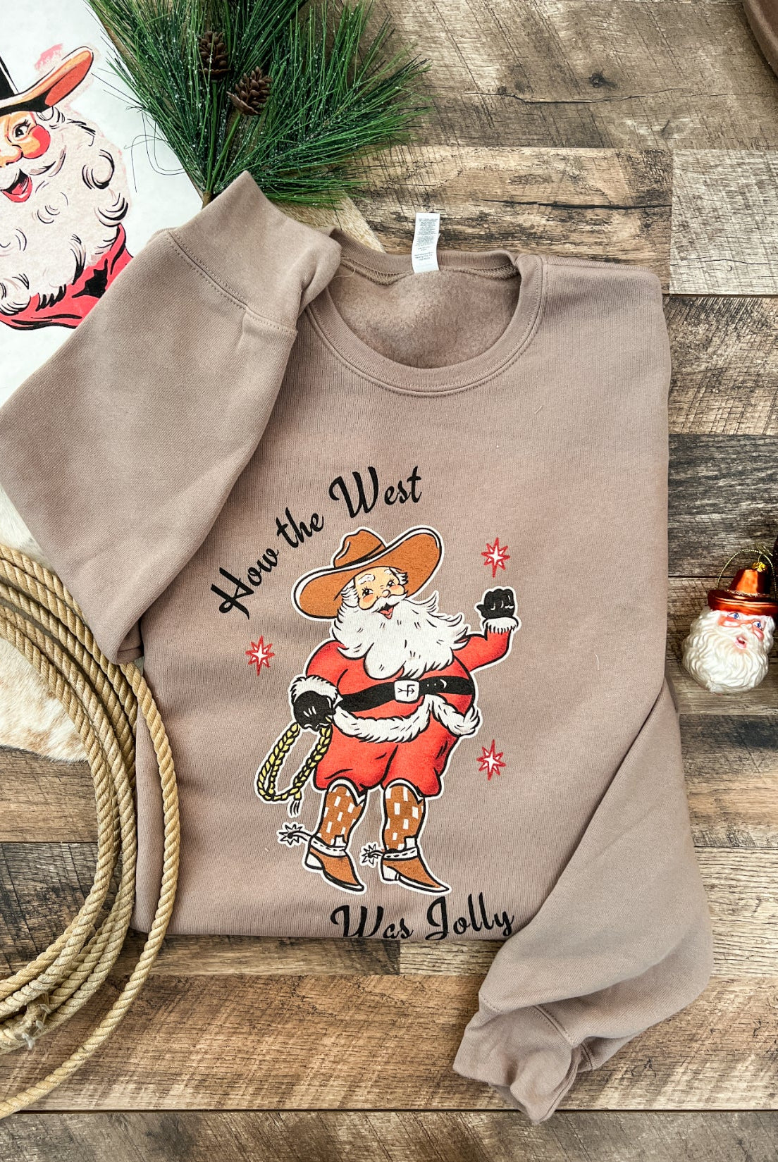 How The West Was Jolly Santa Tee or Sweatshirt (light brown)