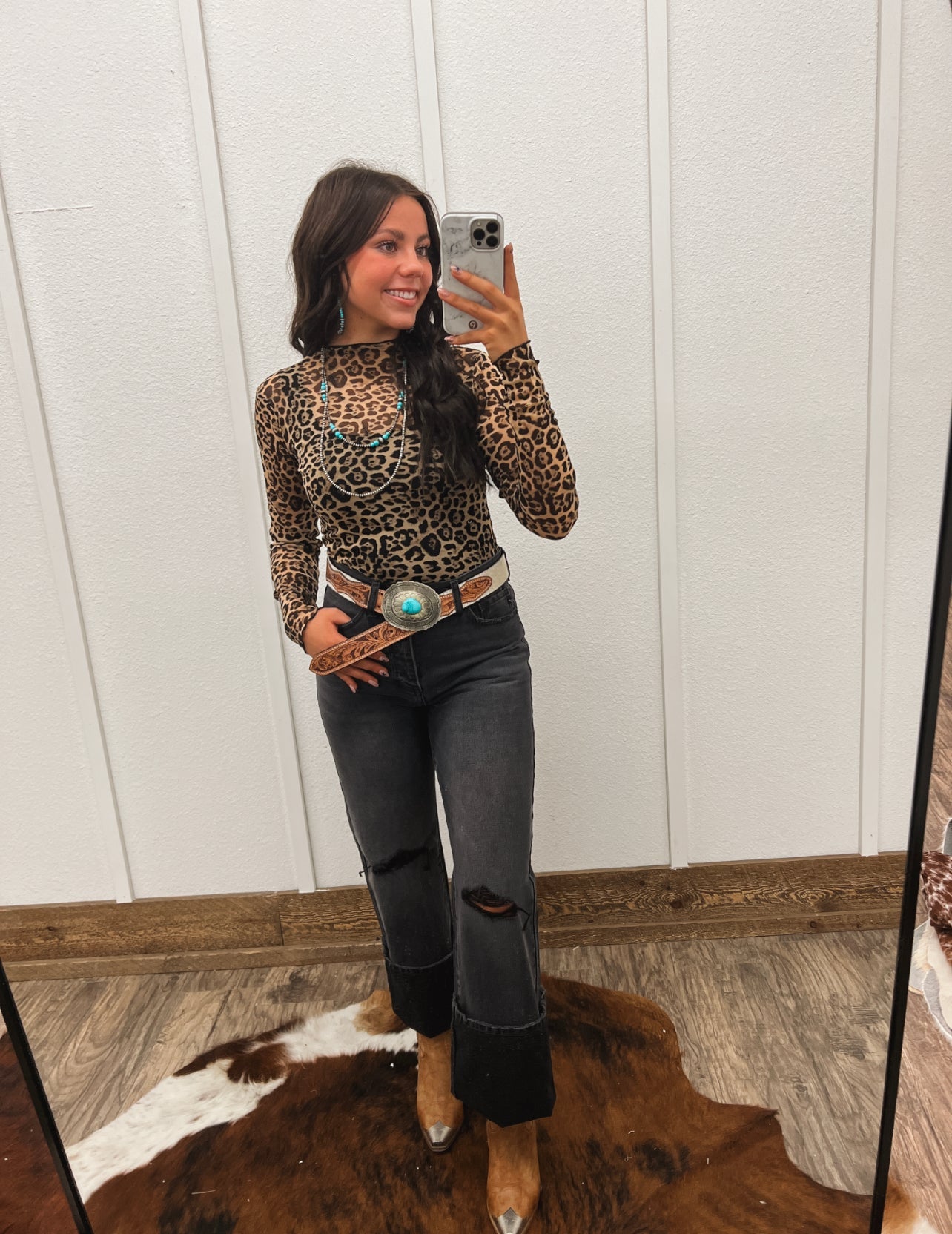 Leopard Babe Mesh Top