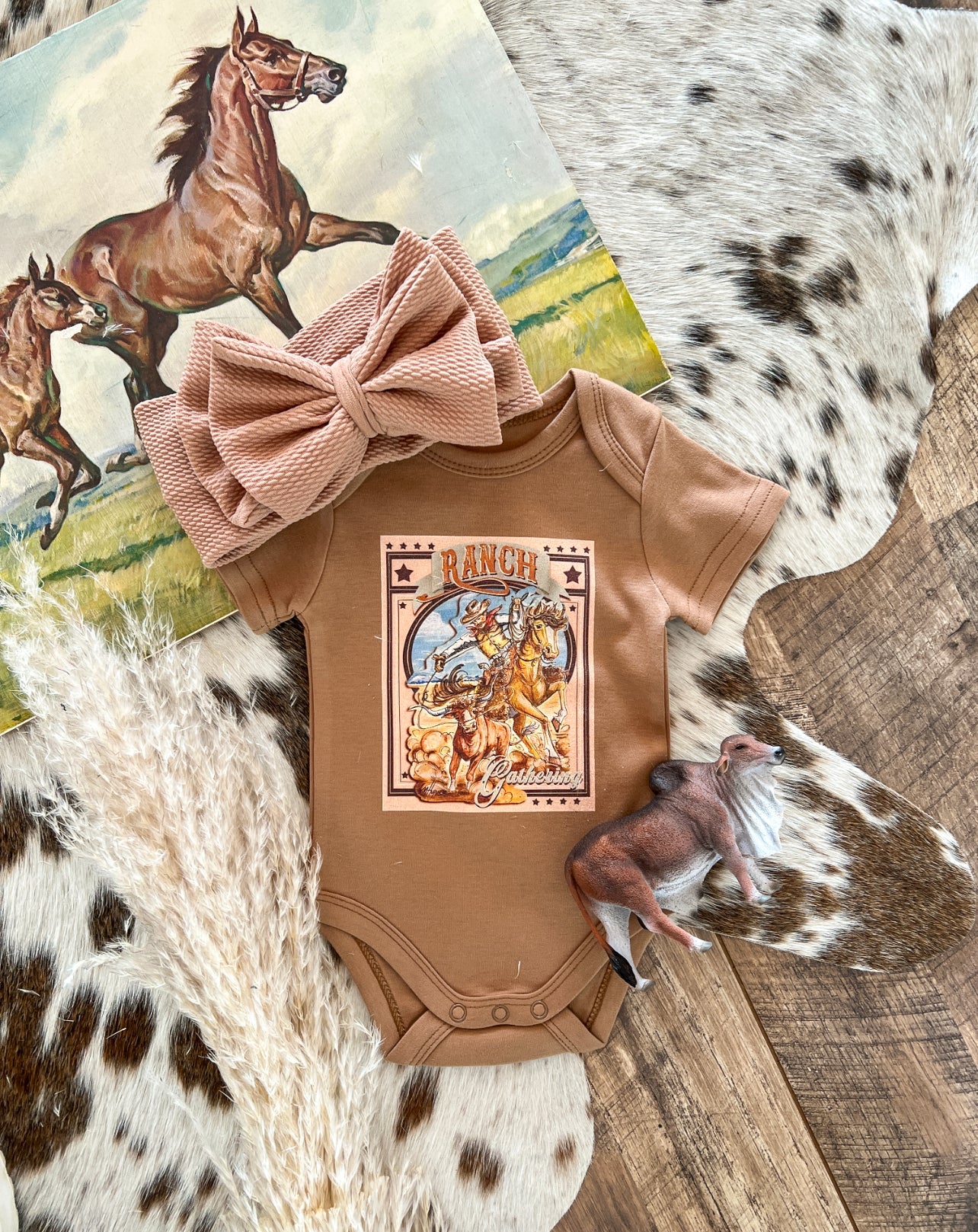 Ranch Gathering Poster Onesie/ Tee (little kid)(cognac)