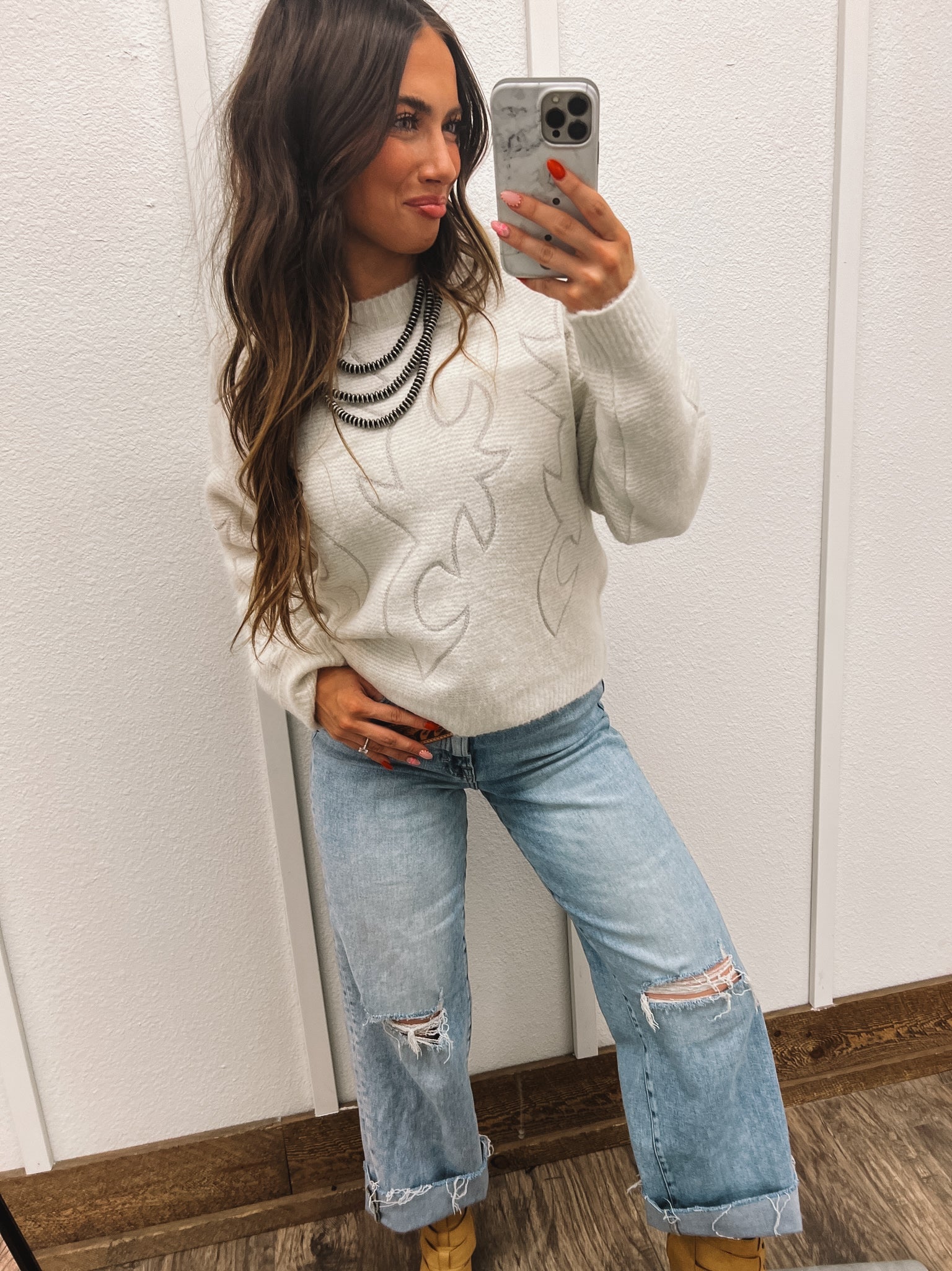 Bootstitch Cozy Sweater(Cream) Tops - Sweaters
