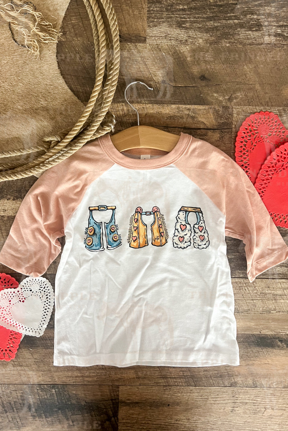 Valentine Chaps Raglan Tee (Toddler)(pink/White)