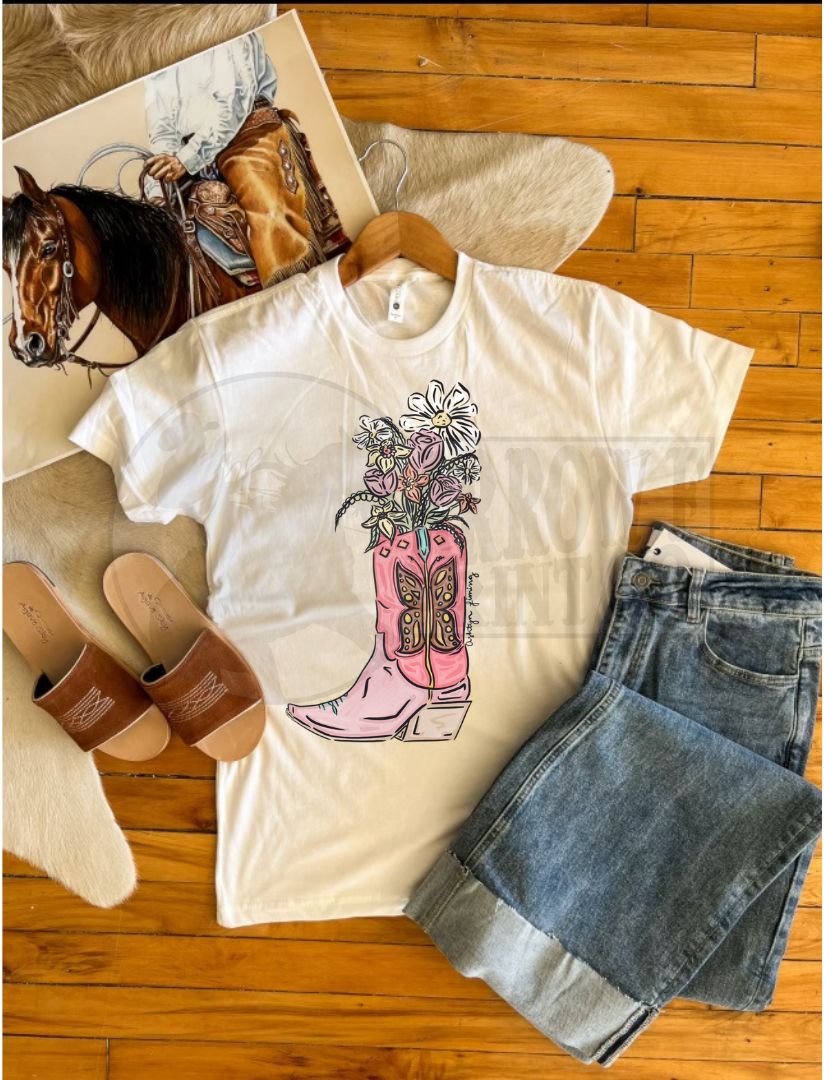 Floral Cowboy Boot Tee
