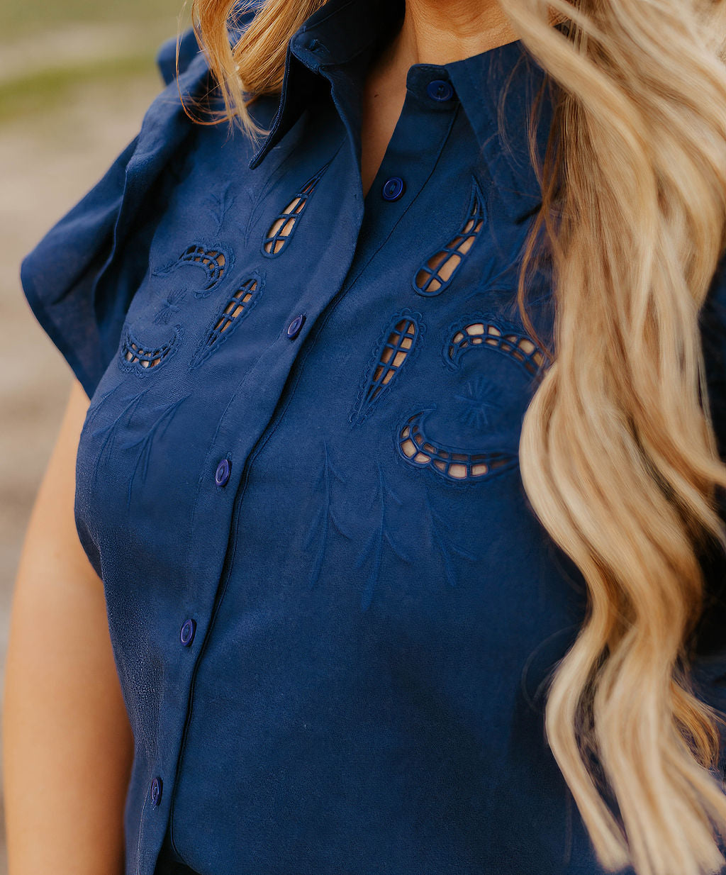 Lady Like Ruffle Top (Navy)