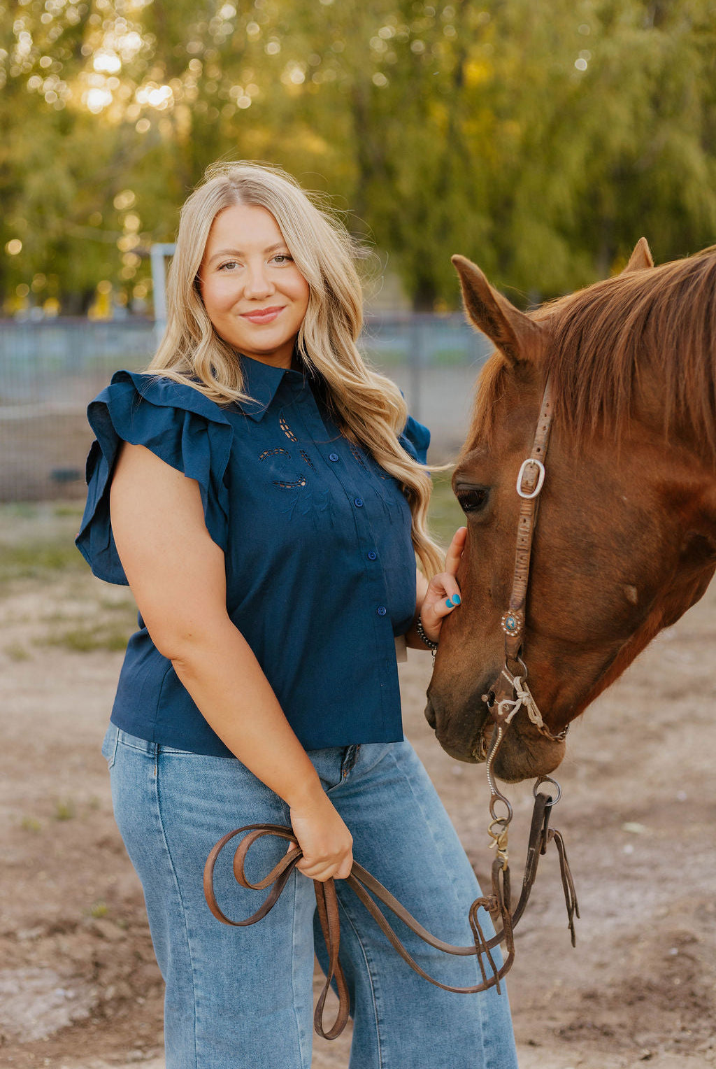 Lady Like Ruffle Top (Navy)