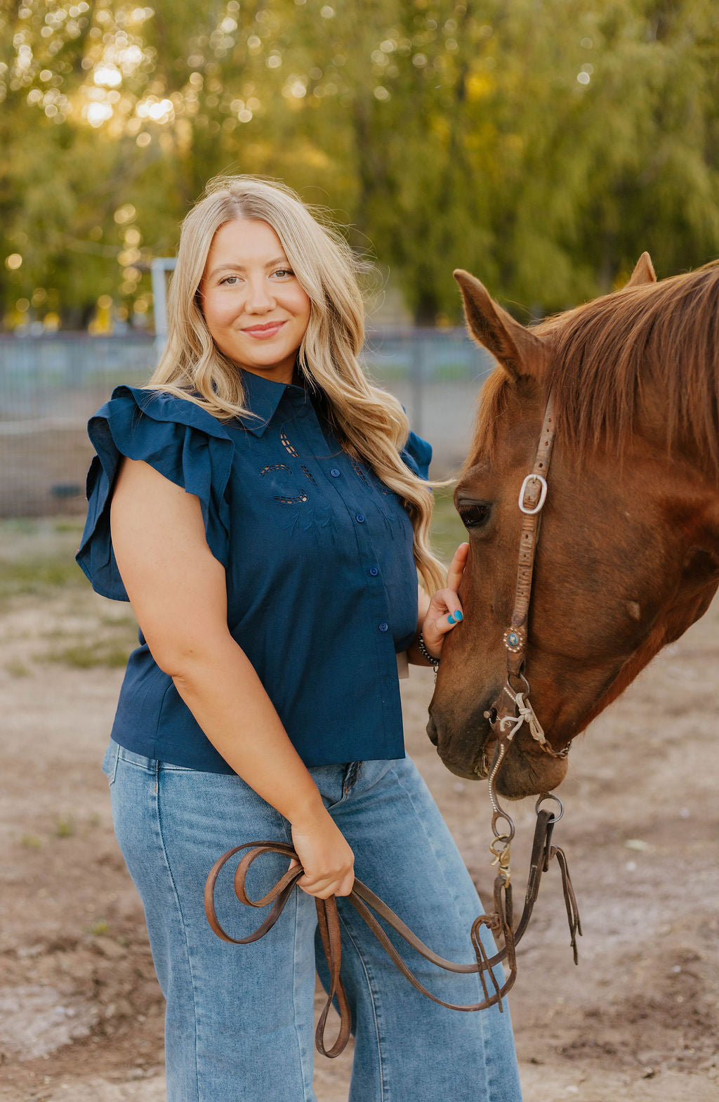 Lady Like Ruffle Top (Navy)