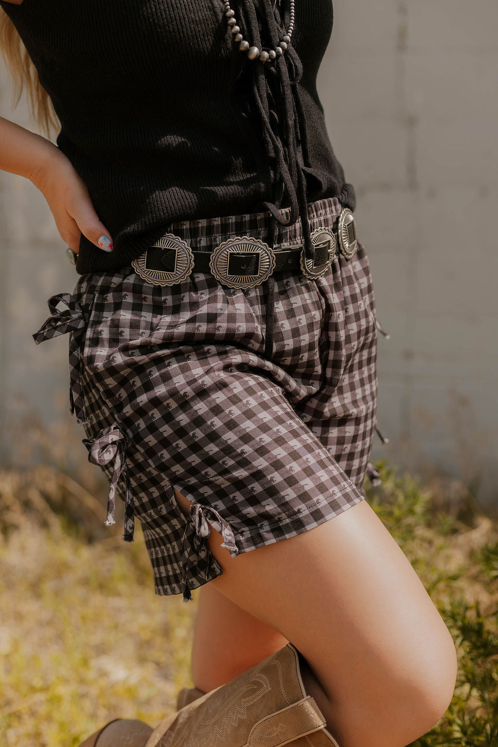 Gingham Giddy On Up Shorts