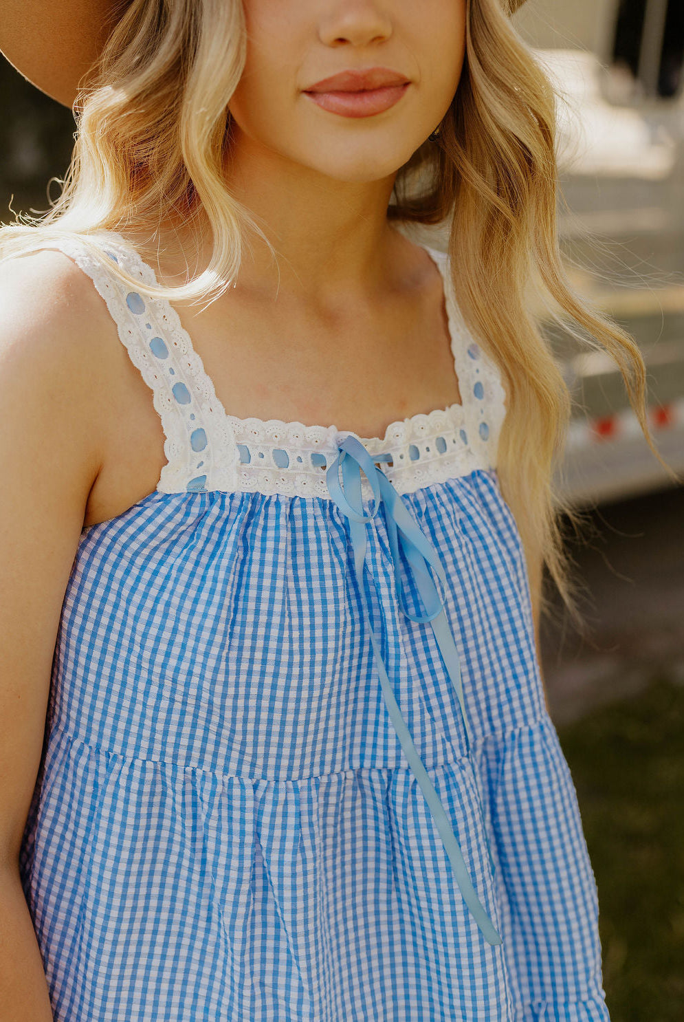 Sweet Land of Liberty Gingham Dress (Blue)