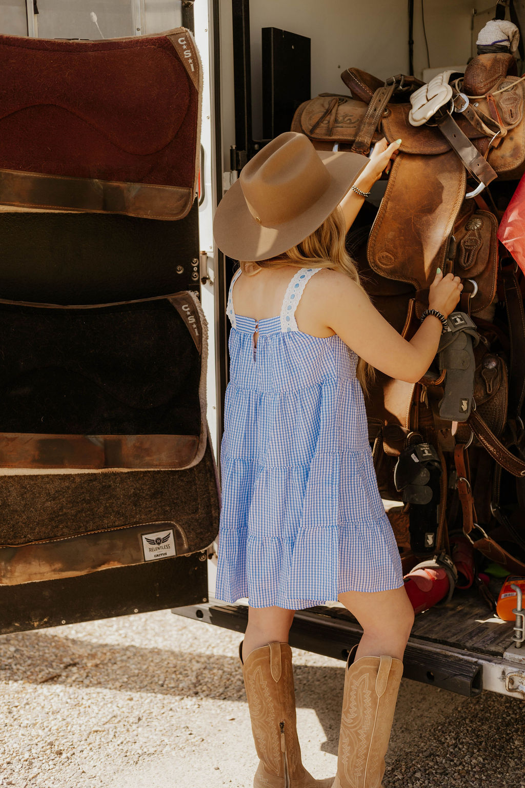 Sweet Land of Liberty Gingham Dress (Blue)