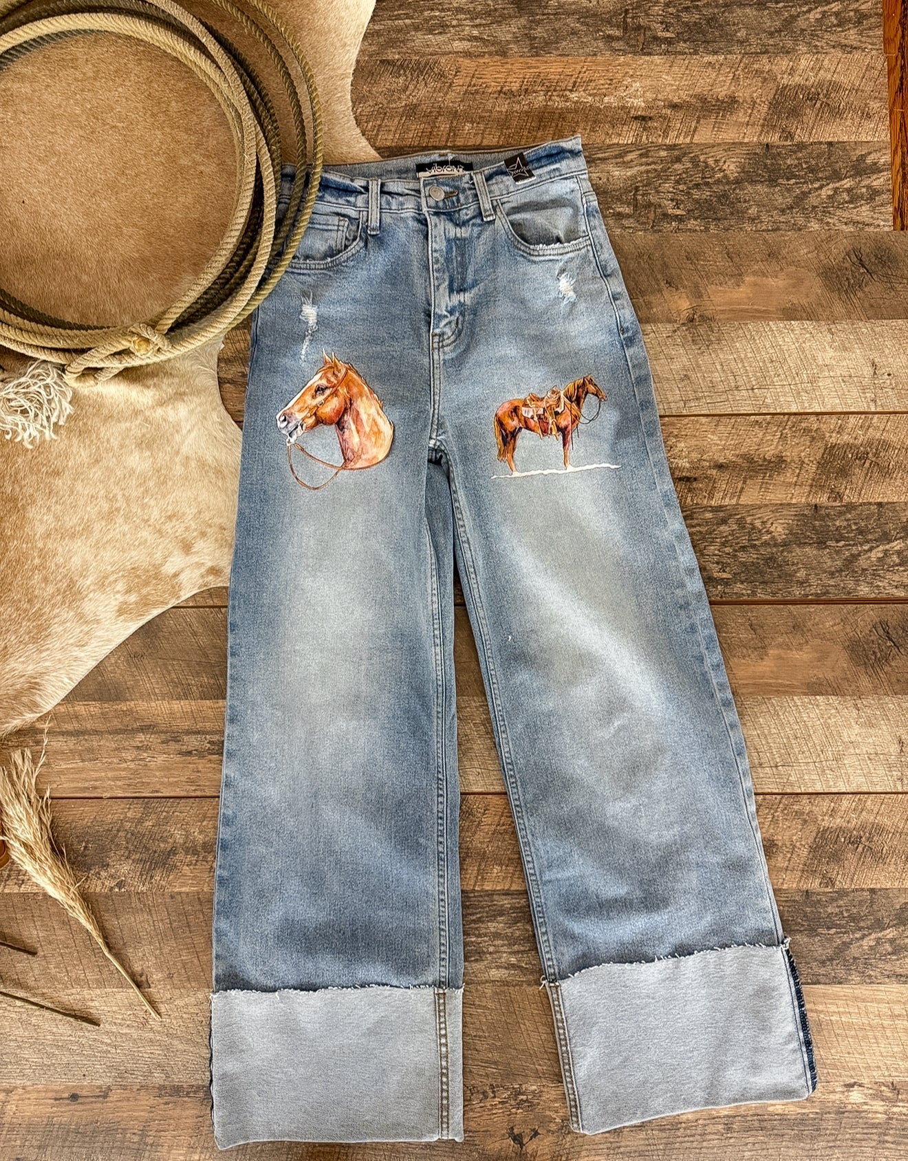 Horse Denim Cuff It Up Wide Leg Denim (6180)
