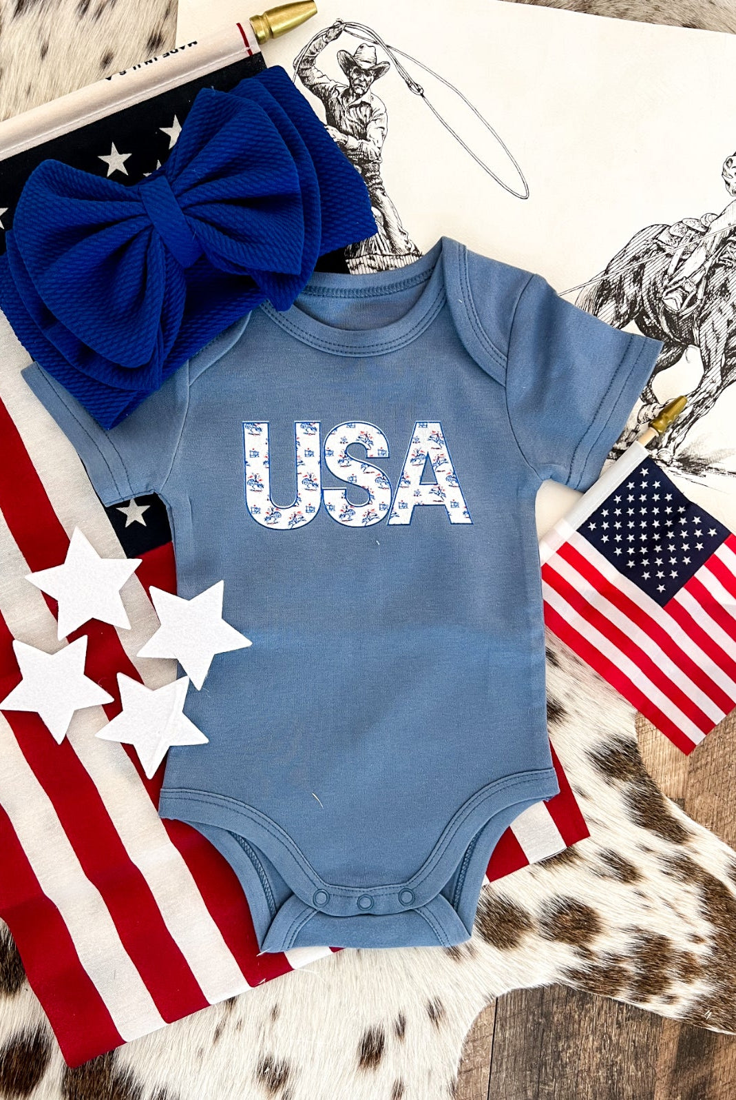 Western 4th Of July-USA Cowgirl(Infant/Toddler/Youth)(Blue)