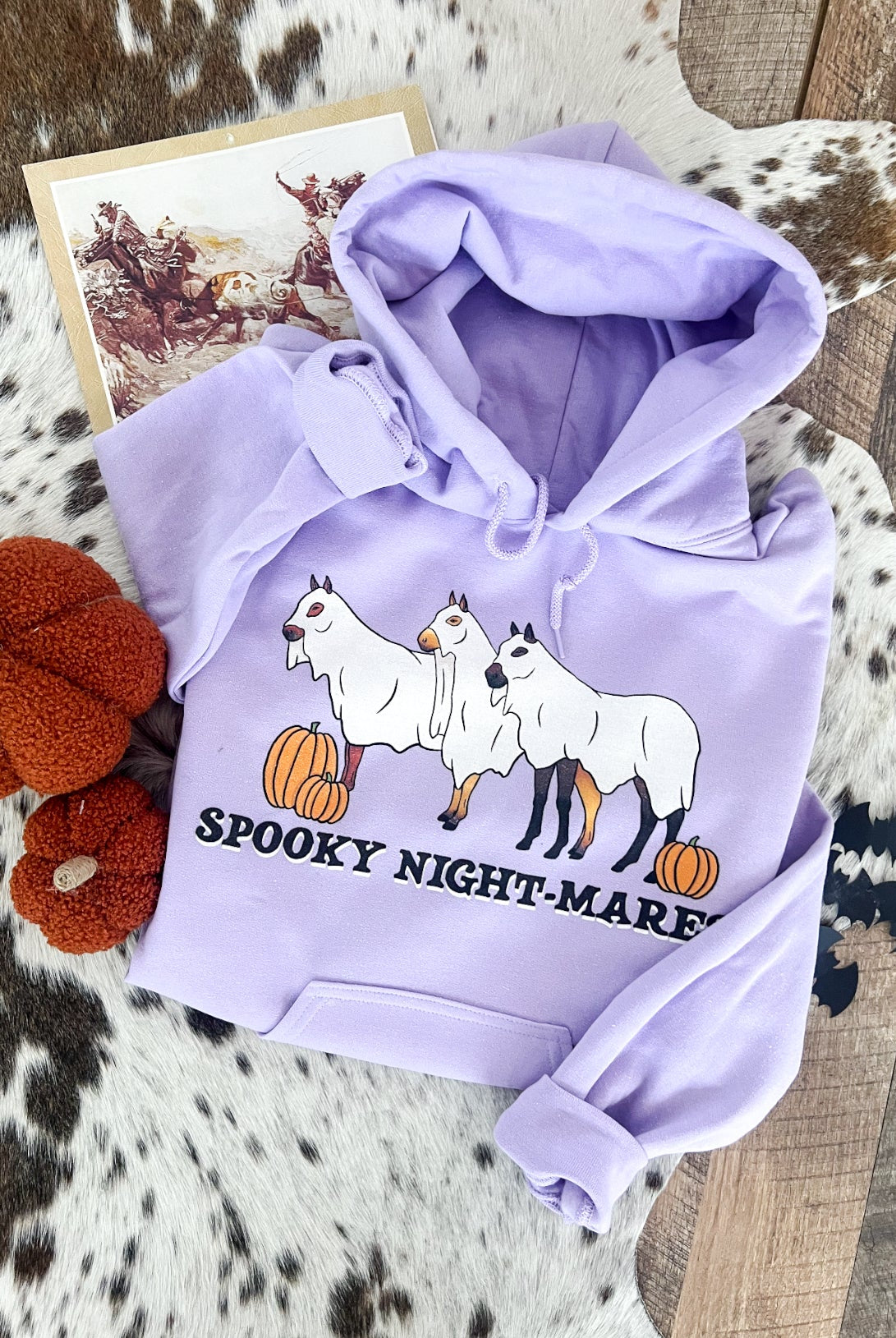 Spooky NIGHT MARES Western Halloween Hoodie(Purple)