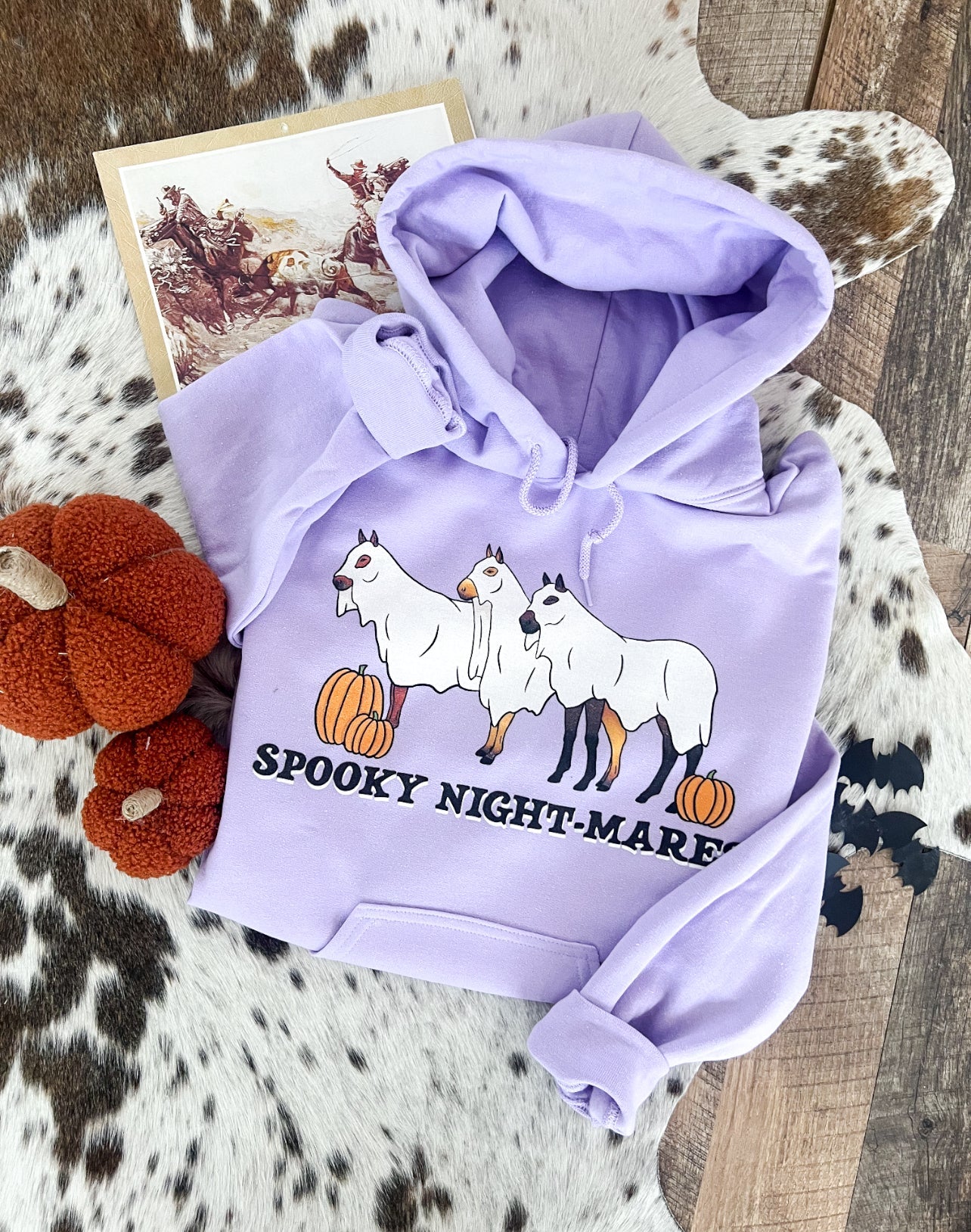Spooky NIGHT MARES Western Halloween Hoodie(Purple)