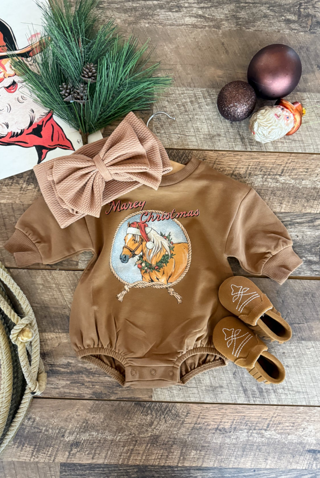 Marey Christmas Bubble Romper (cognac)