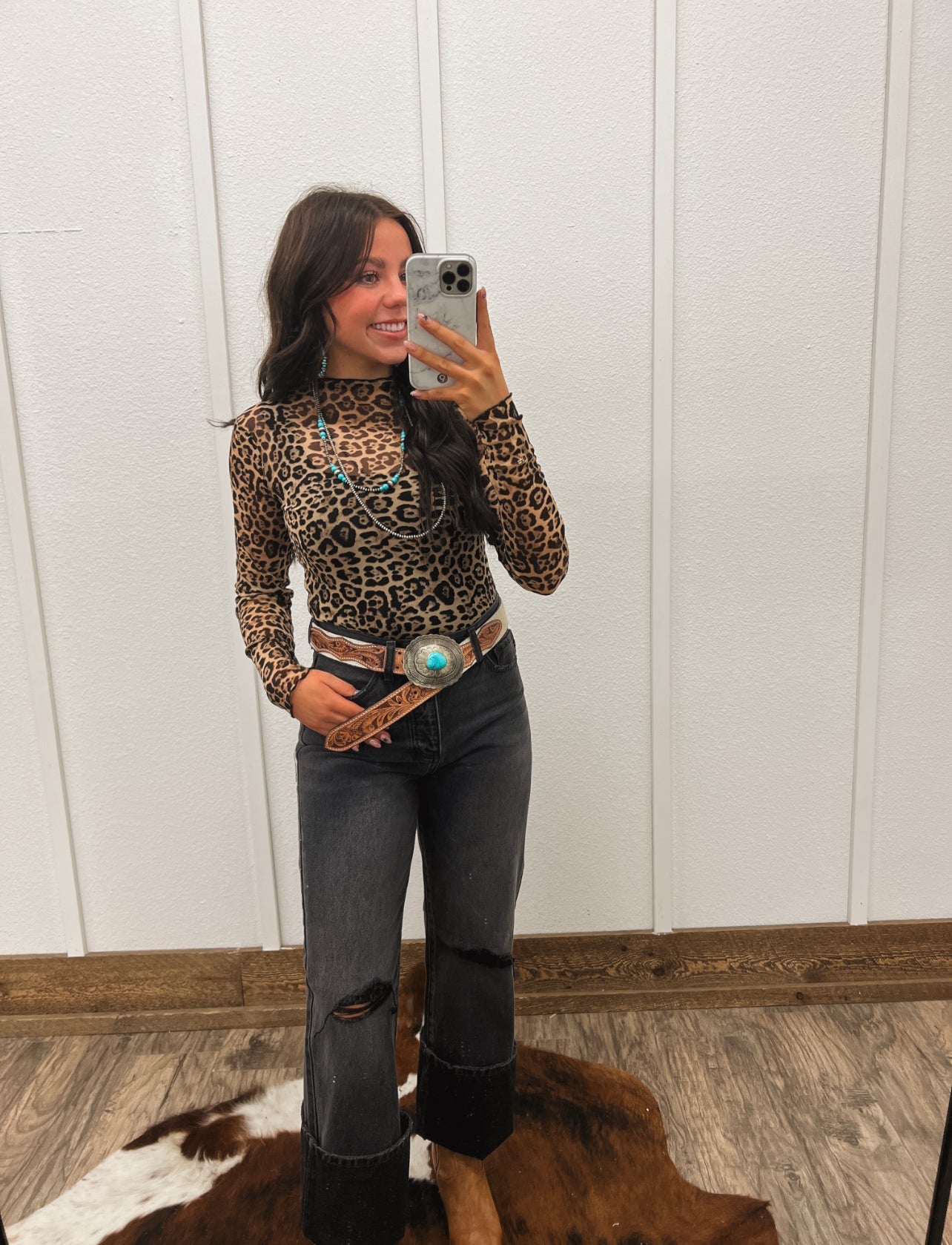 Leopard Babe Mesh Top