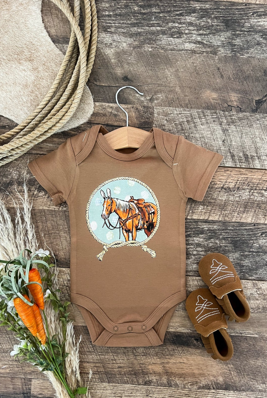 Easter Horse Tee/Onesie(Onesie/Toddler/Youth) (cognac)