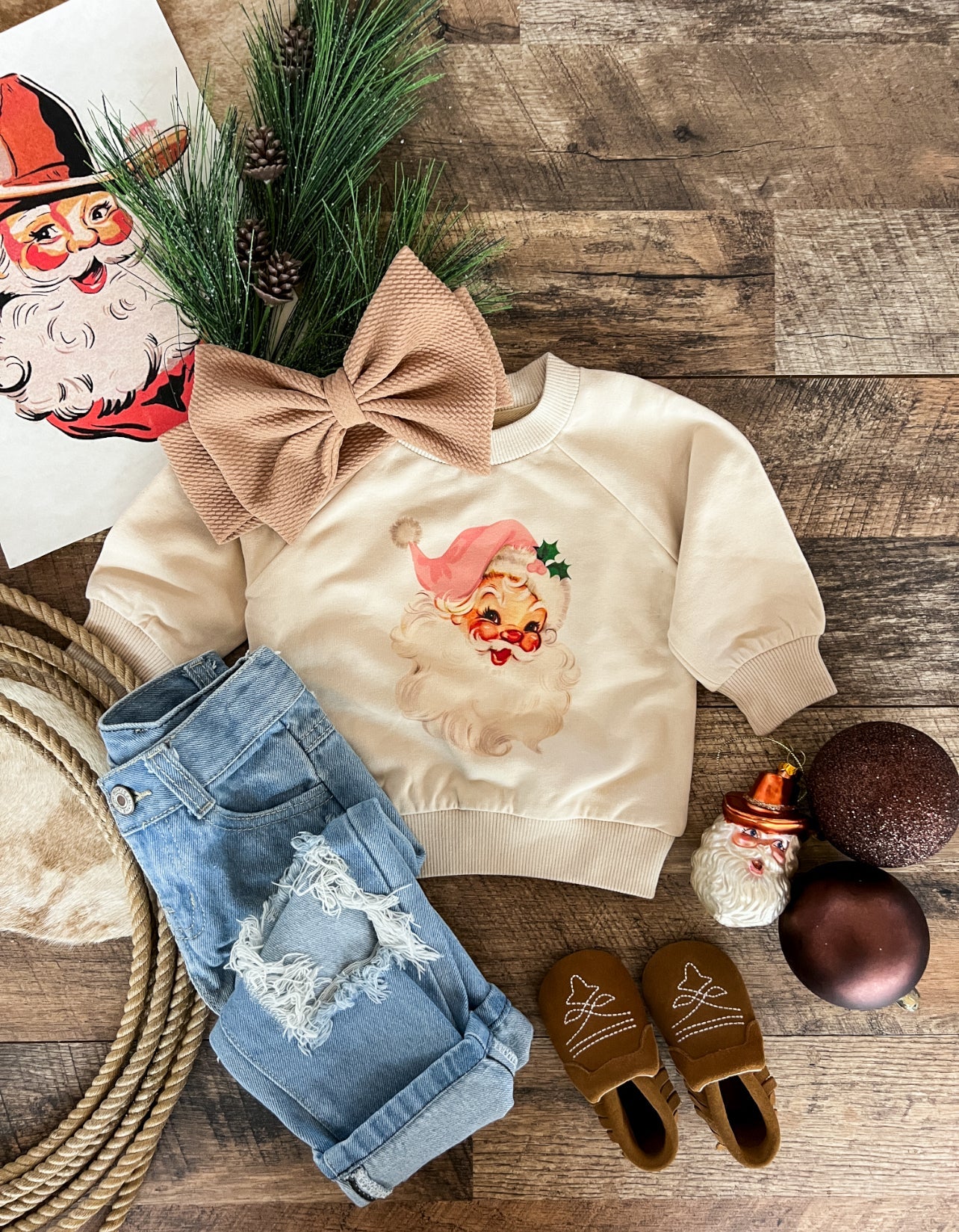 Cheerful Santa Lounge Set(cream)(FRINGED EXCLUSIVE)