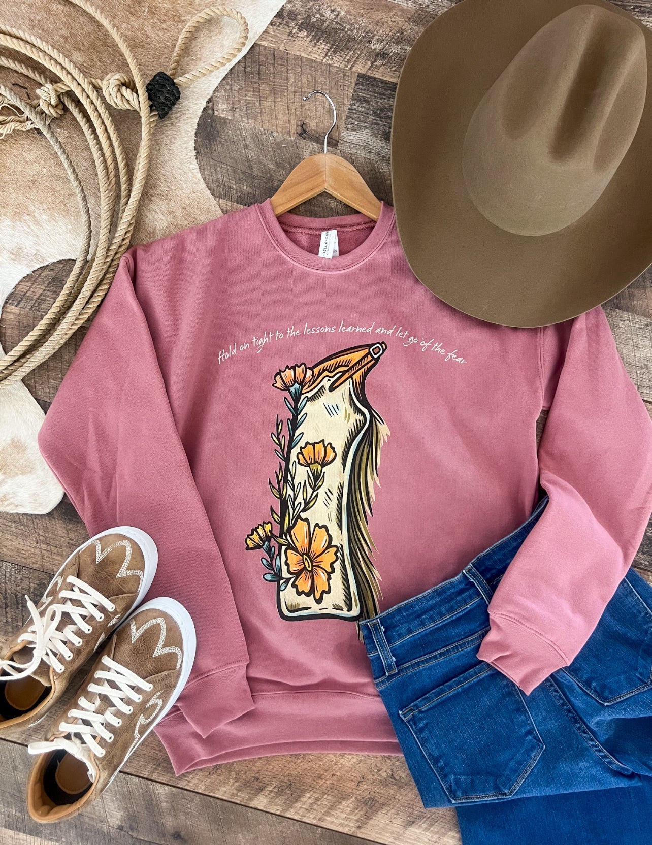 Wildflower Chaps Tee Or Sweatshirt (Adult)(Mauve)