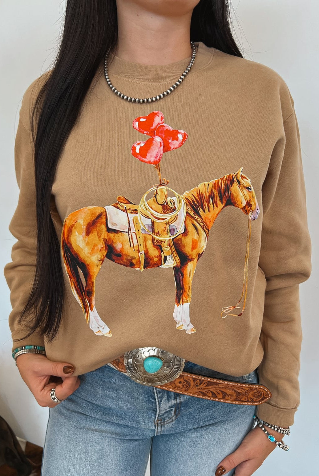 Balloon Horse Valentines Sweatshirt or Tee (Mocha)