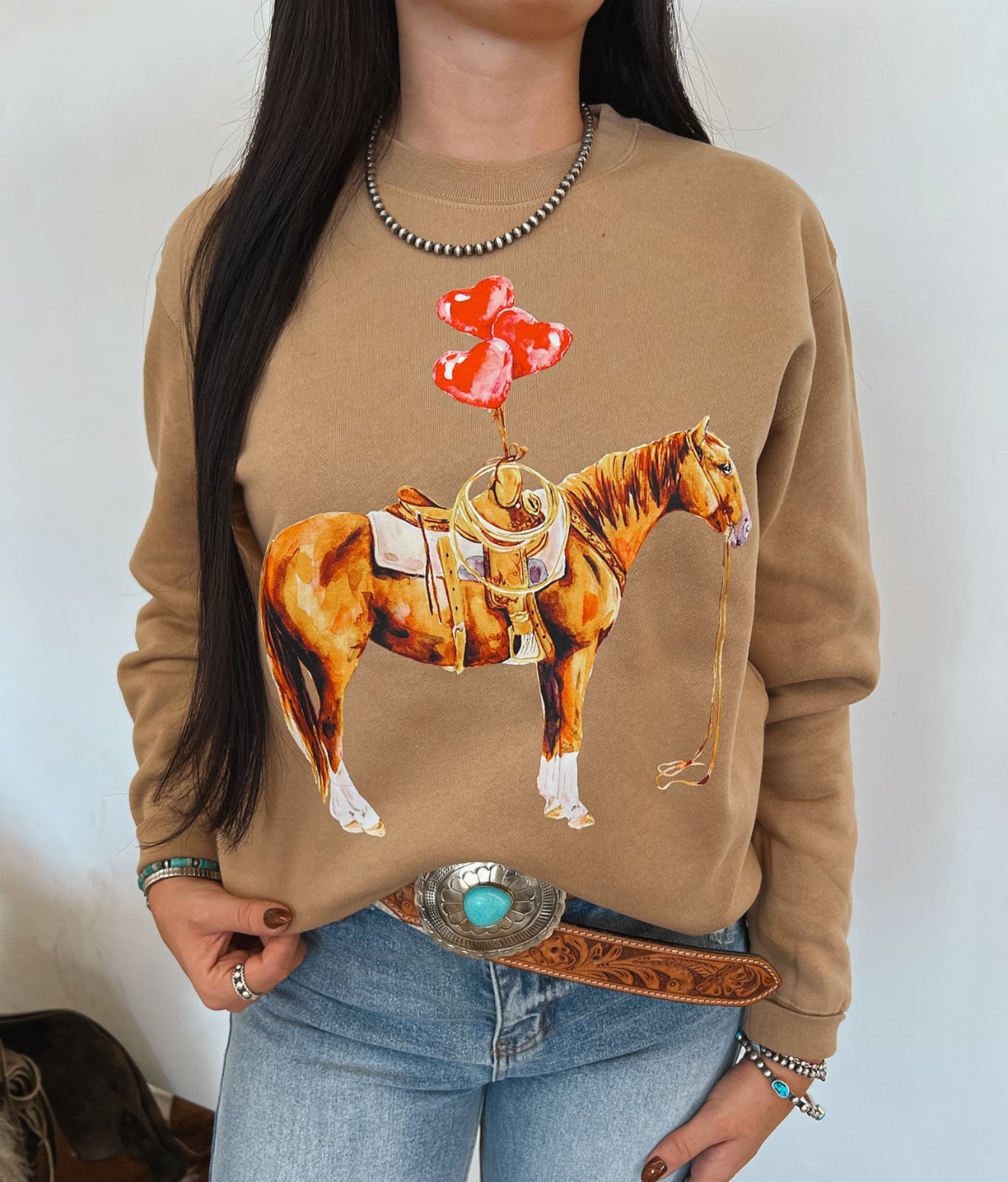 Balloon Horse Valentines Sweatshirt or Tee (Mocha)