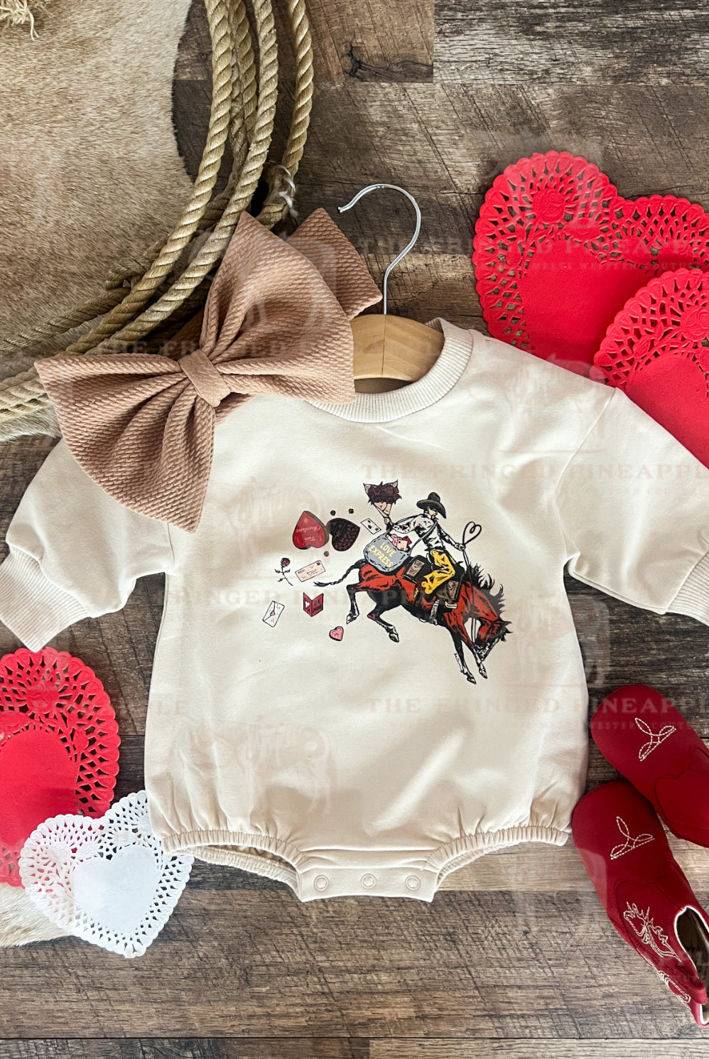Special Delivery Valentines Bubble Romper (Infant)((Cream)