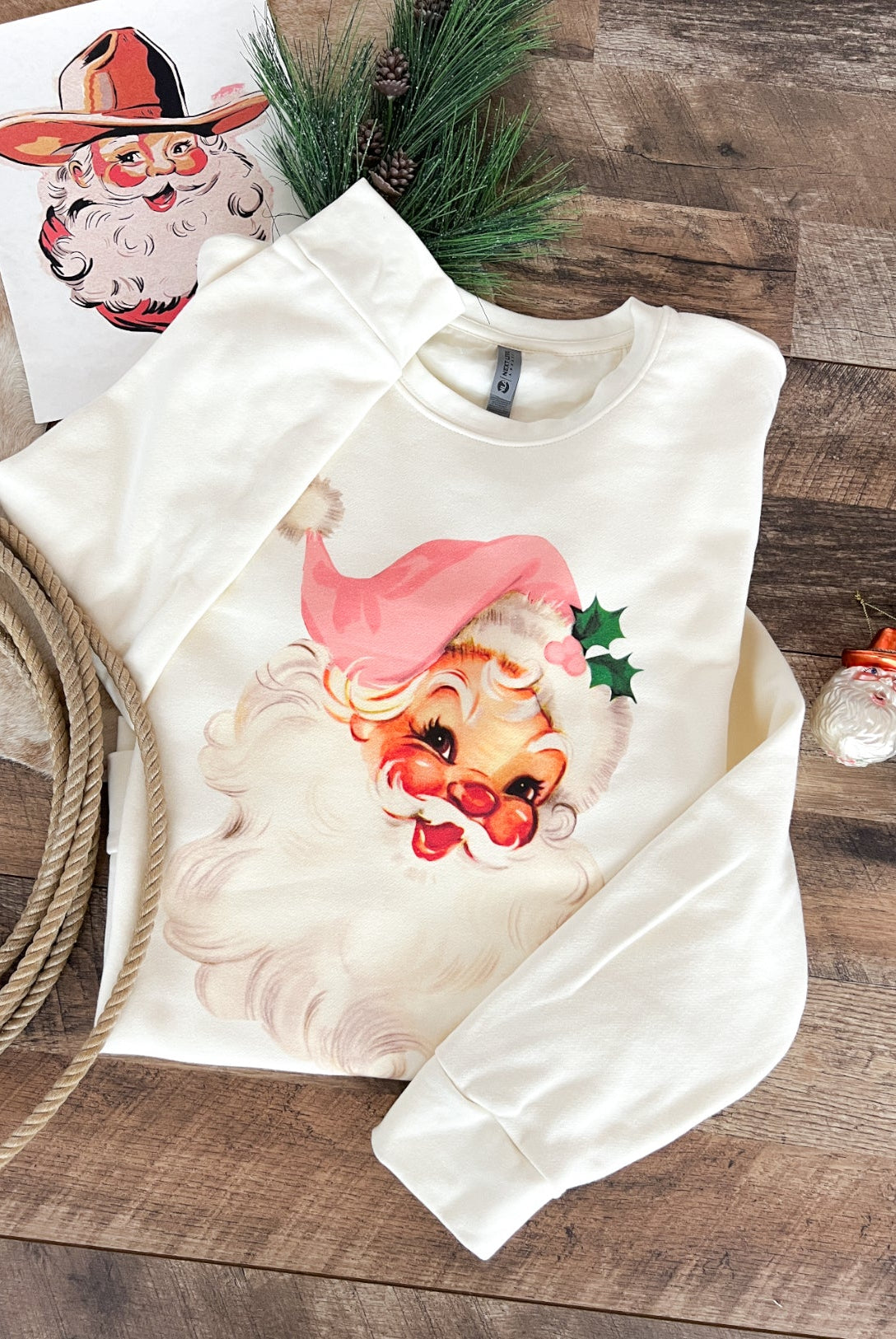 Cheerful Santa Sweatshirt (sweet cream)