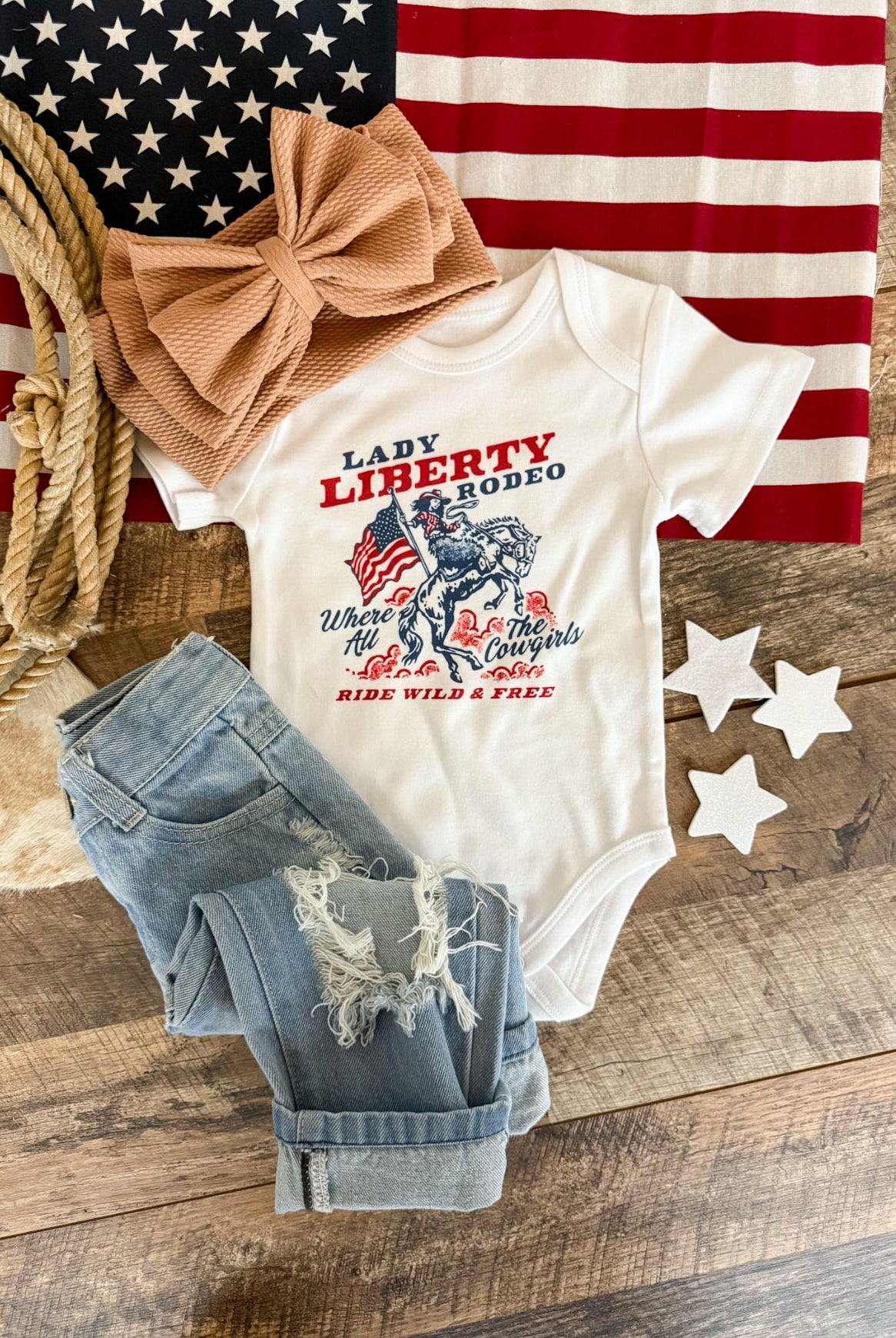 Lady Liberty Rodeo – Infant(onesie) Toddler/Youth(tee)