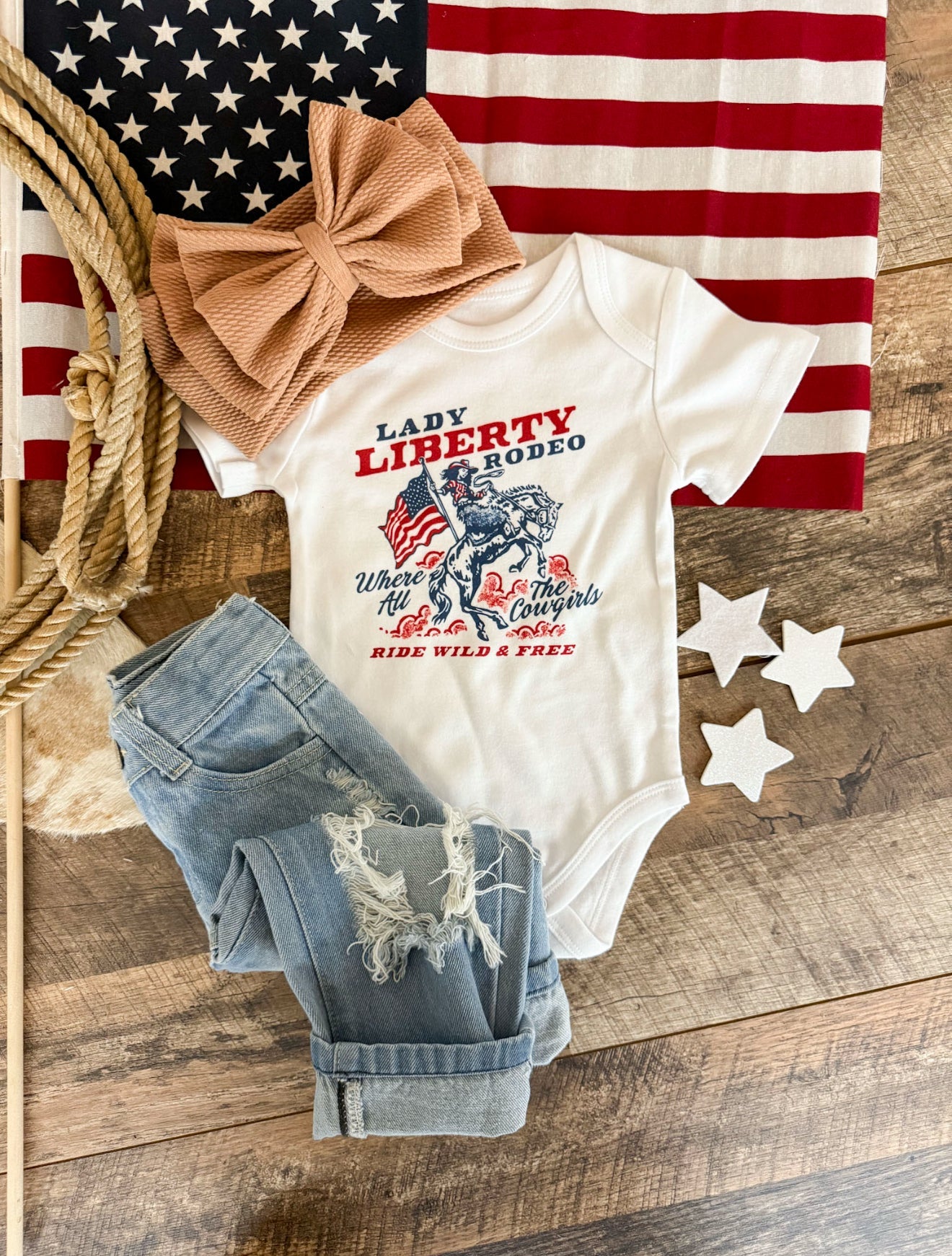 Lady Liberty Rodeo – Infant(onesie) Toddler/Youth(tee)