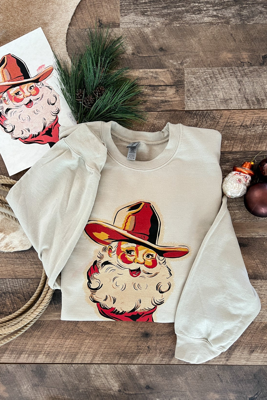 Cowboy Santa Design (Youth Onesie/Tee)(cream)