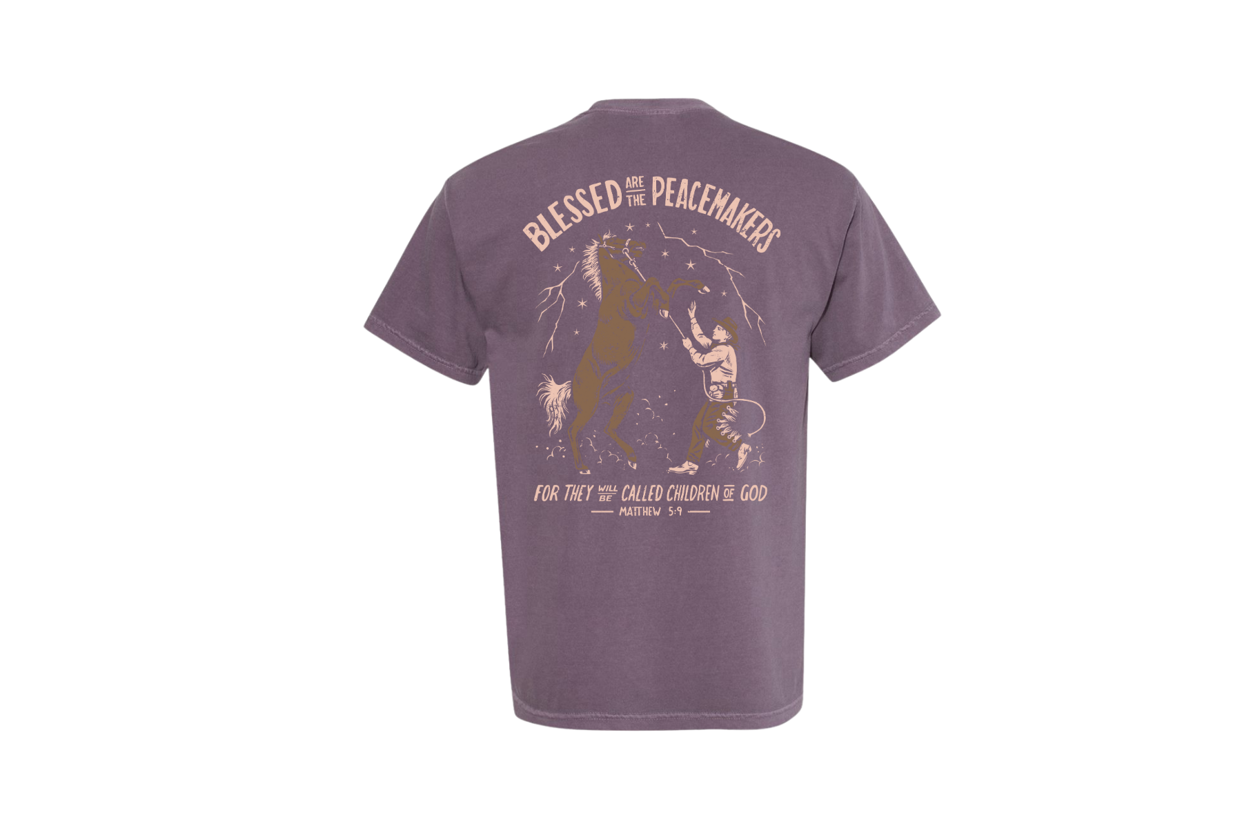 ’Blessed Are the Peacemakers’ Horse Rearing Tee- Matthew 5:9(Wine)