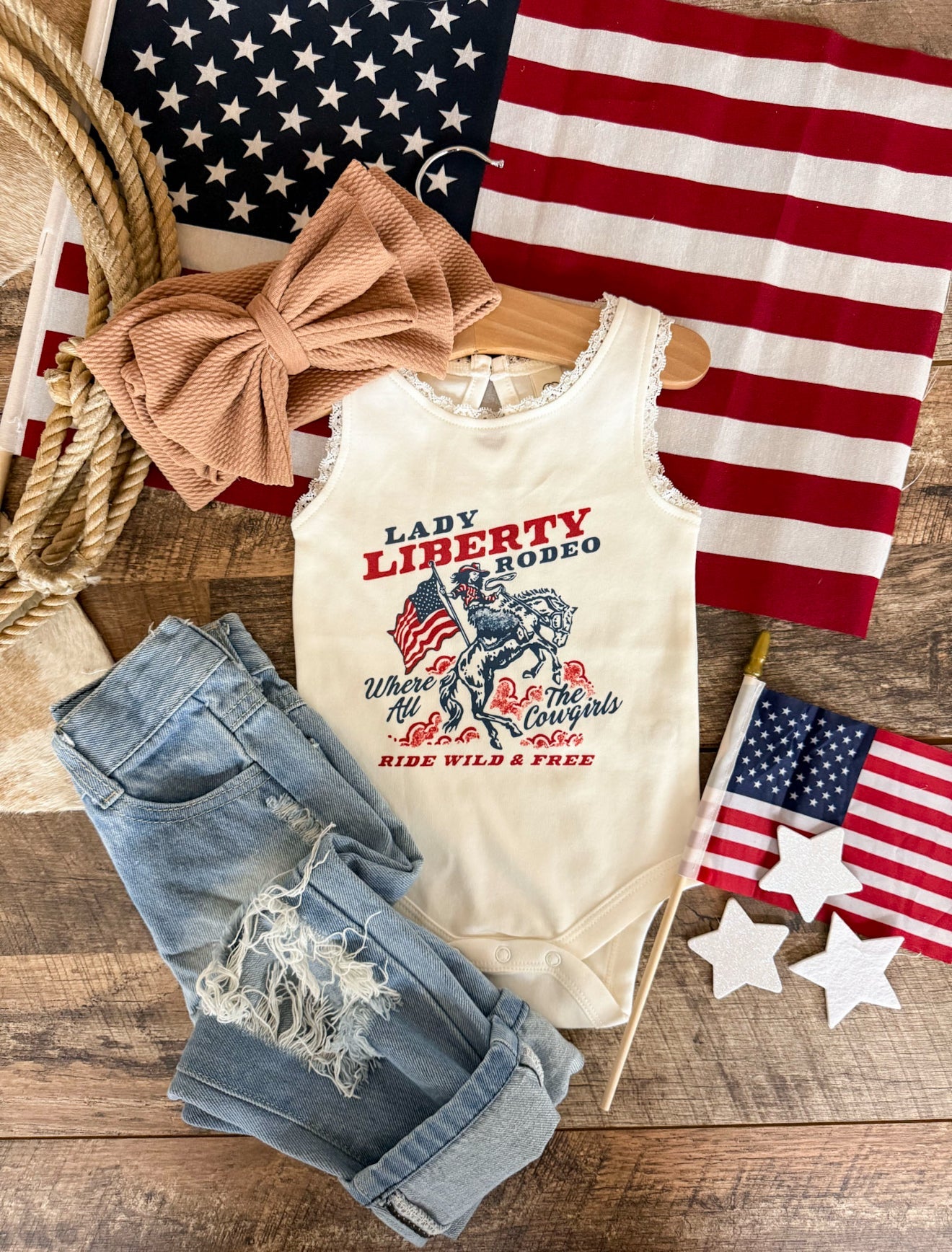 Lady Liberty Lace Tank Onesie