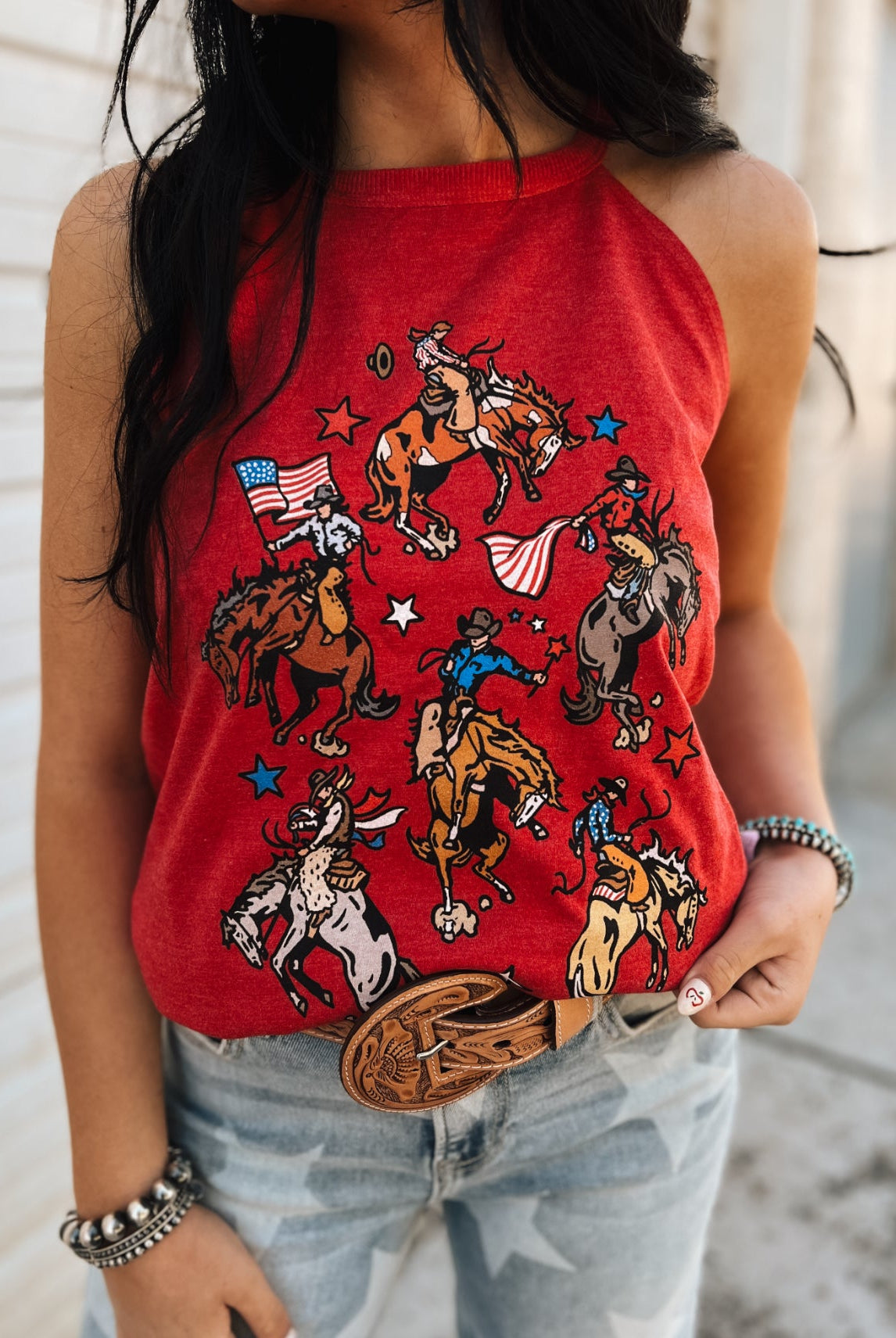 Freedom Cowboys Halter Tank-Red