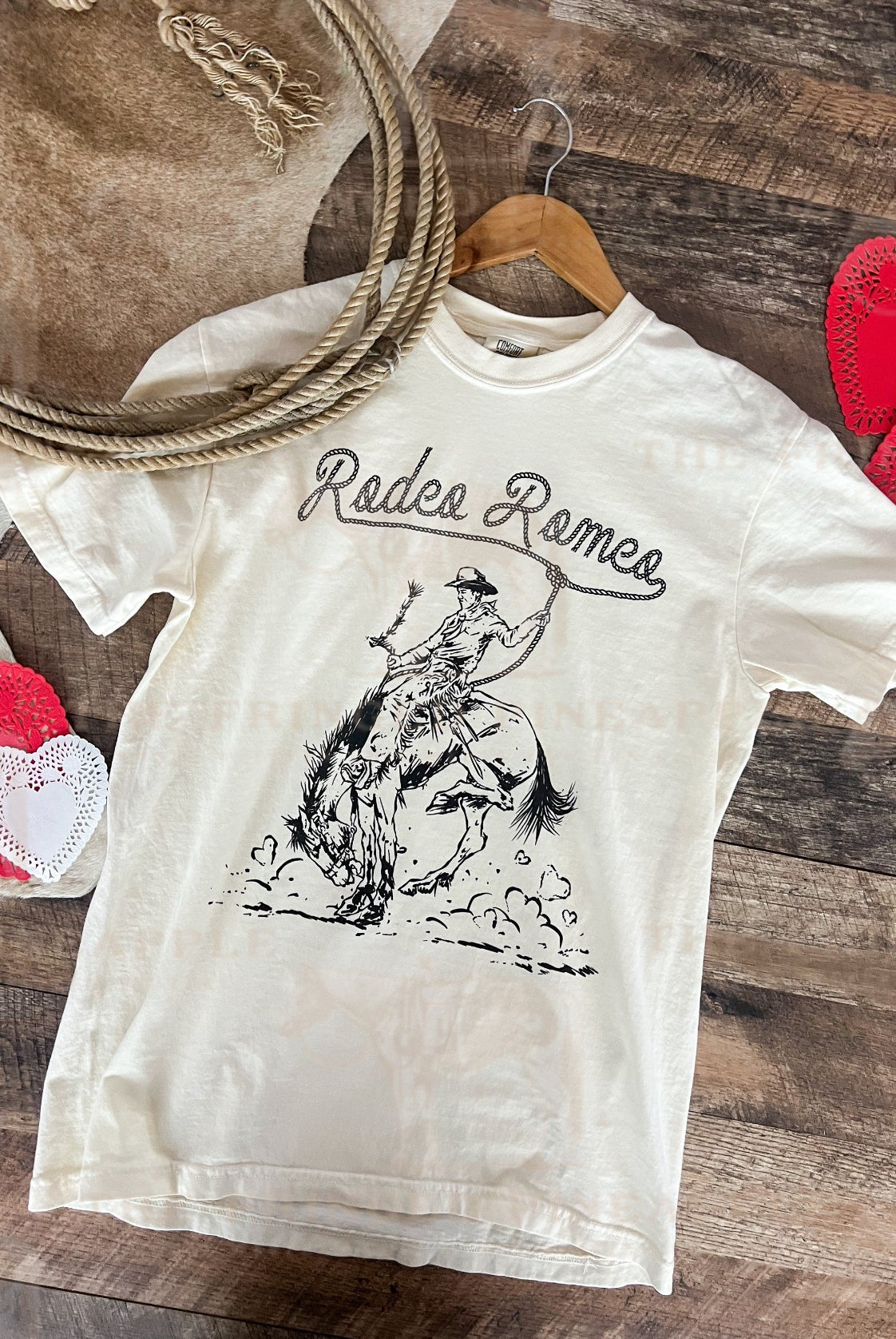 Rodeo Romeo Valentines Tee or Sweatshirt (Cream) (Adult)