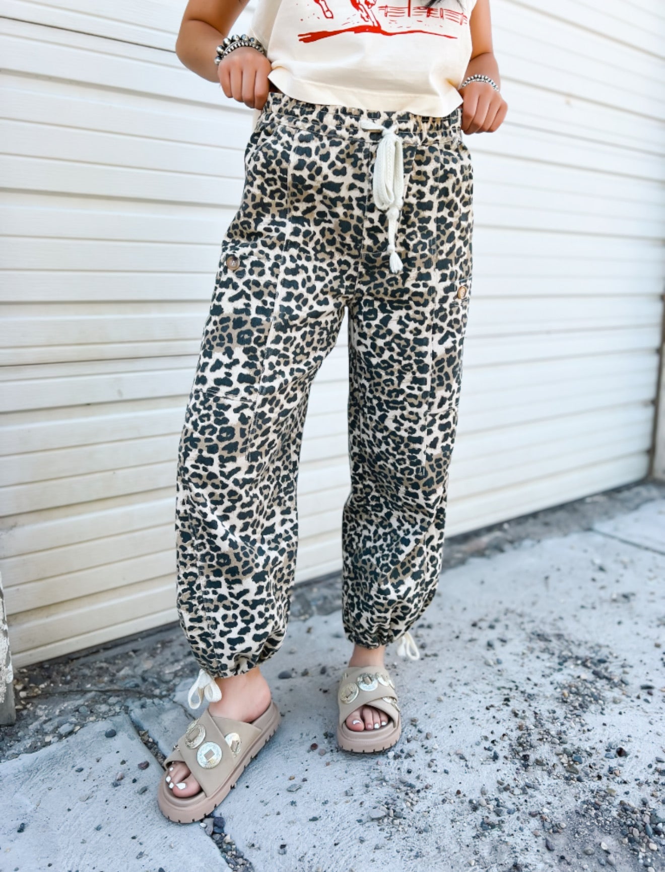 Leopard Babe Drawstring Denim (1639)