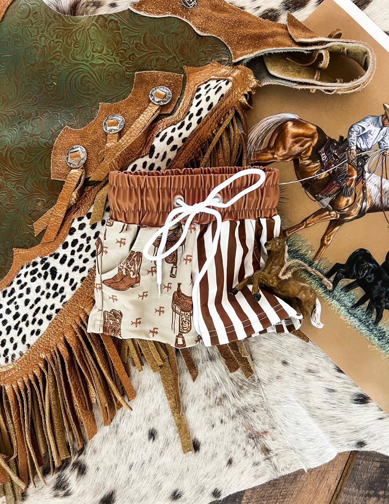 Color Block Saddle Up Swim Trunks (little kid)